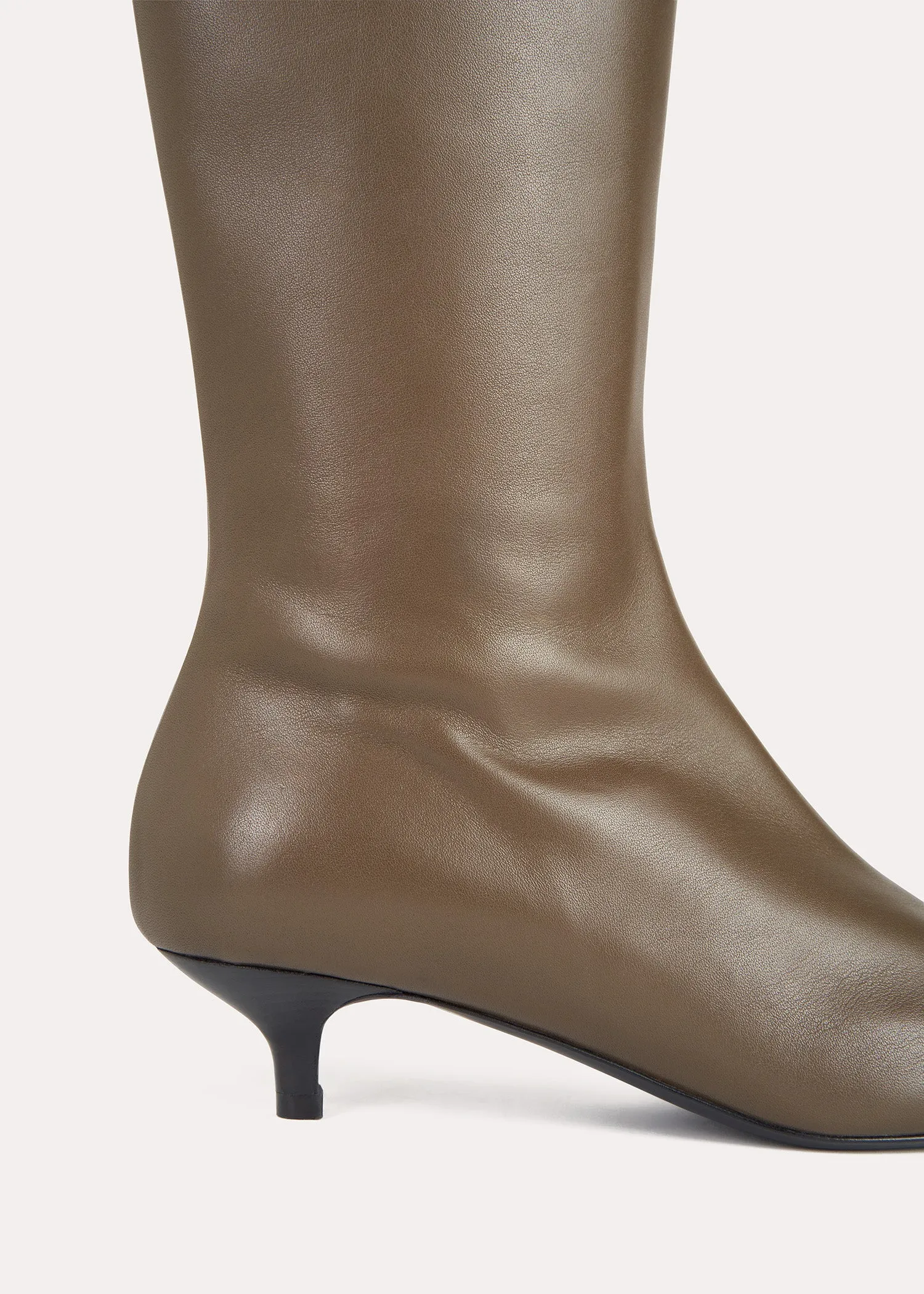 Slim leather knee-high boots ash sold by Toteme product image thumbnail 5