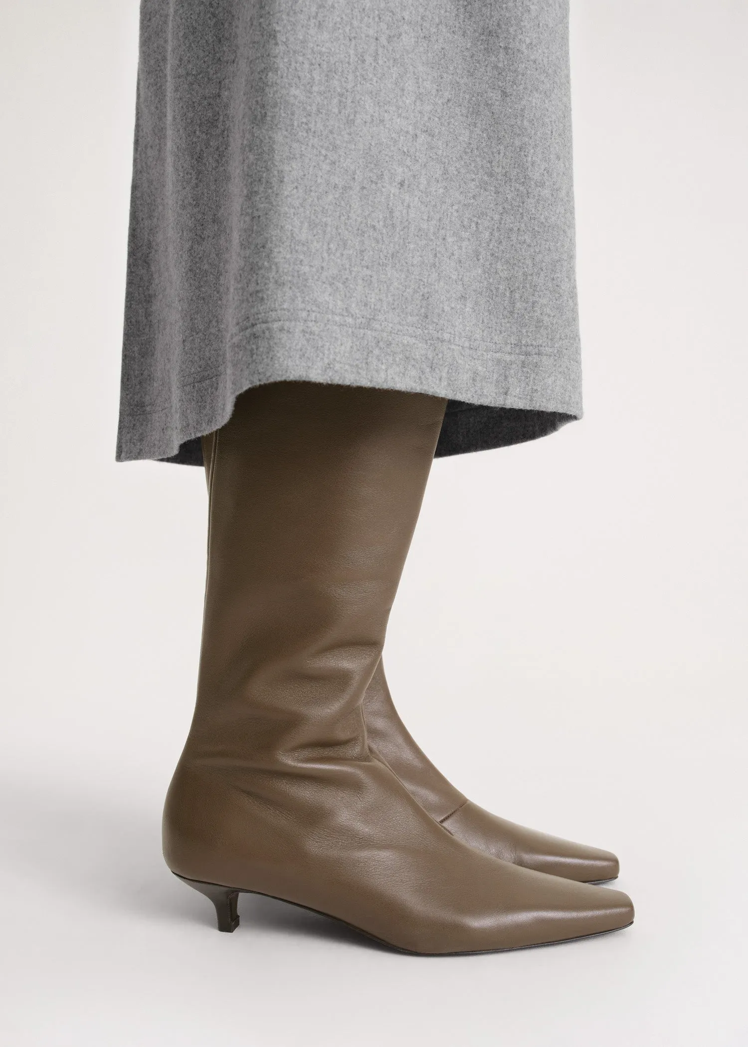 Slim leather knee-high boots ash sold by Toteme product image thumbnail 2