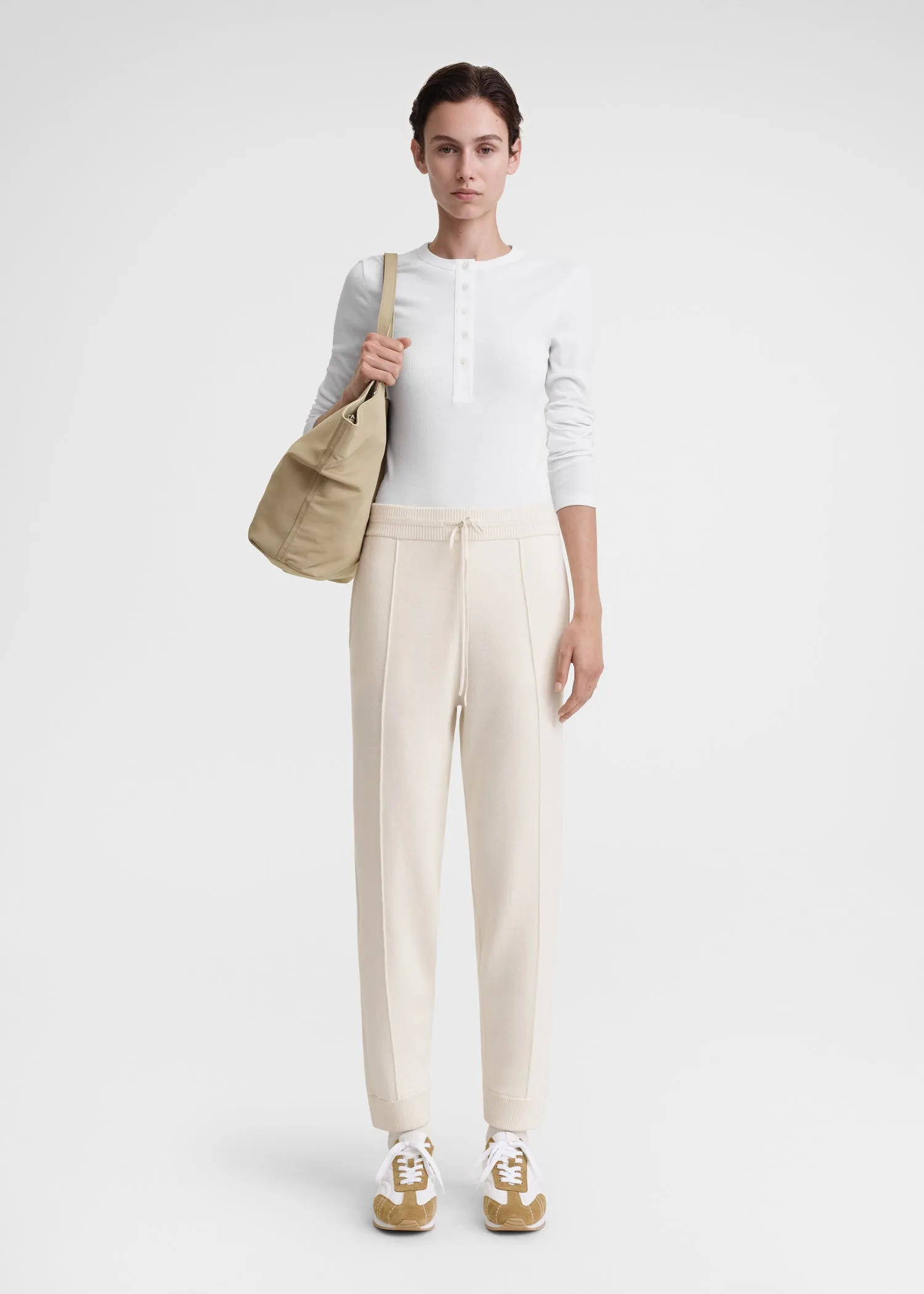 Cotton cashmere sweatpants macadamia sold by Toteme