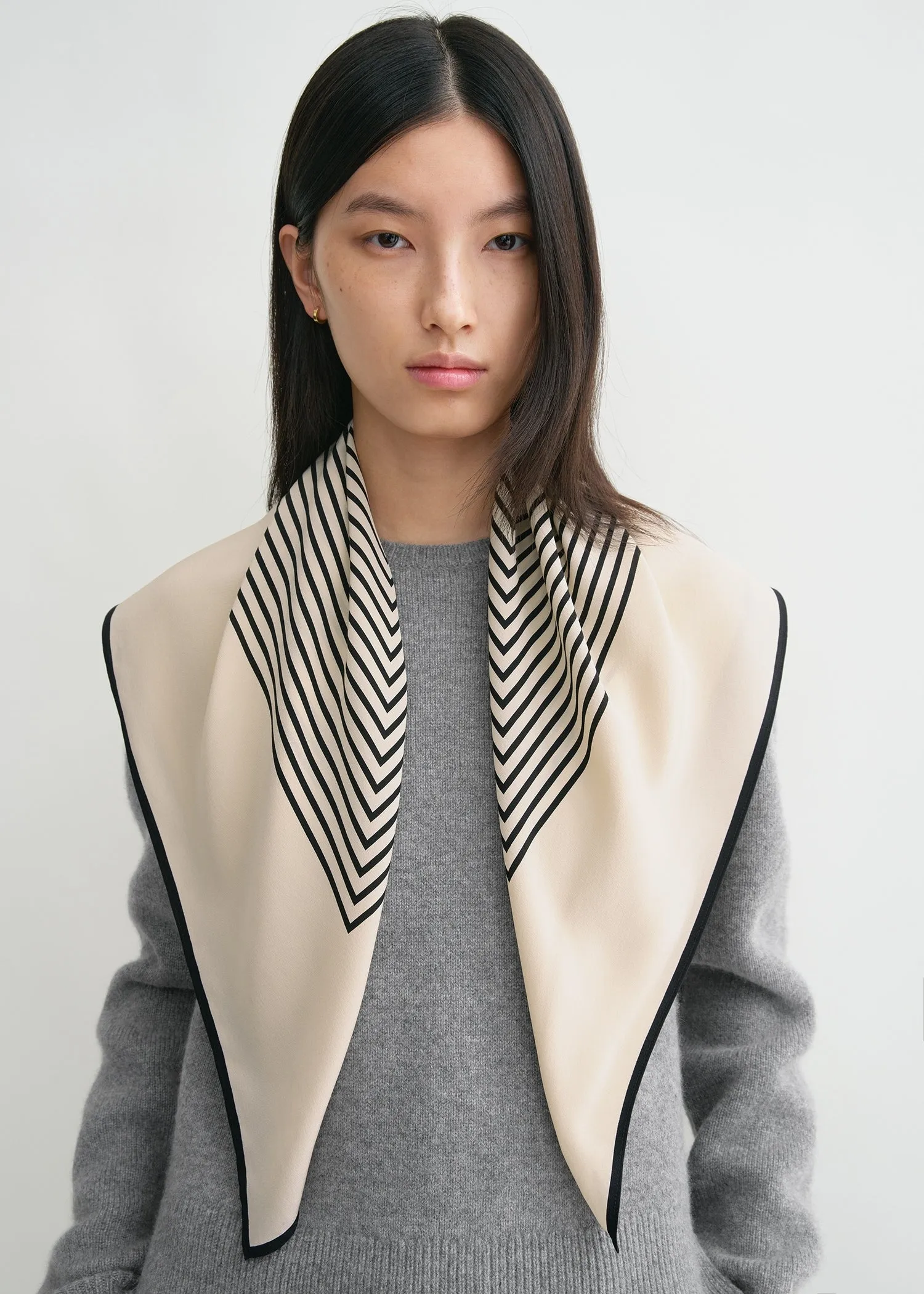 Centered monogram silk scarf crème sold by Toteme product image thumbnail 2