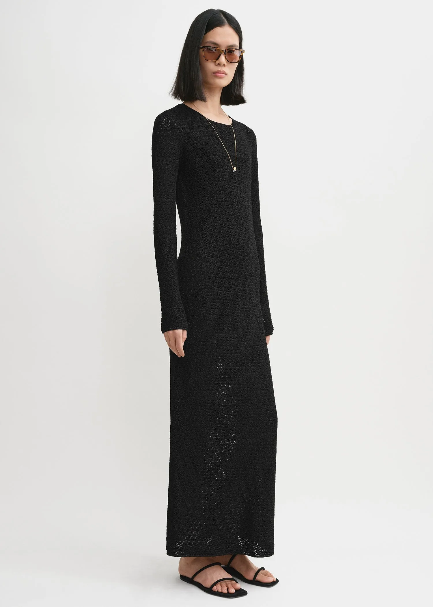 Long-sleeve crochet dress black sold by Toteme product image thumbnail 2