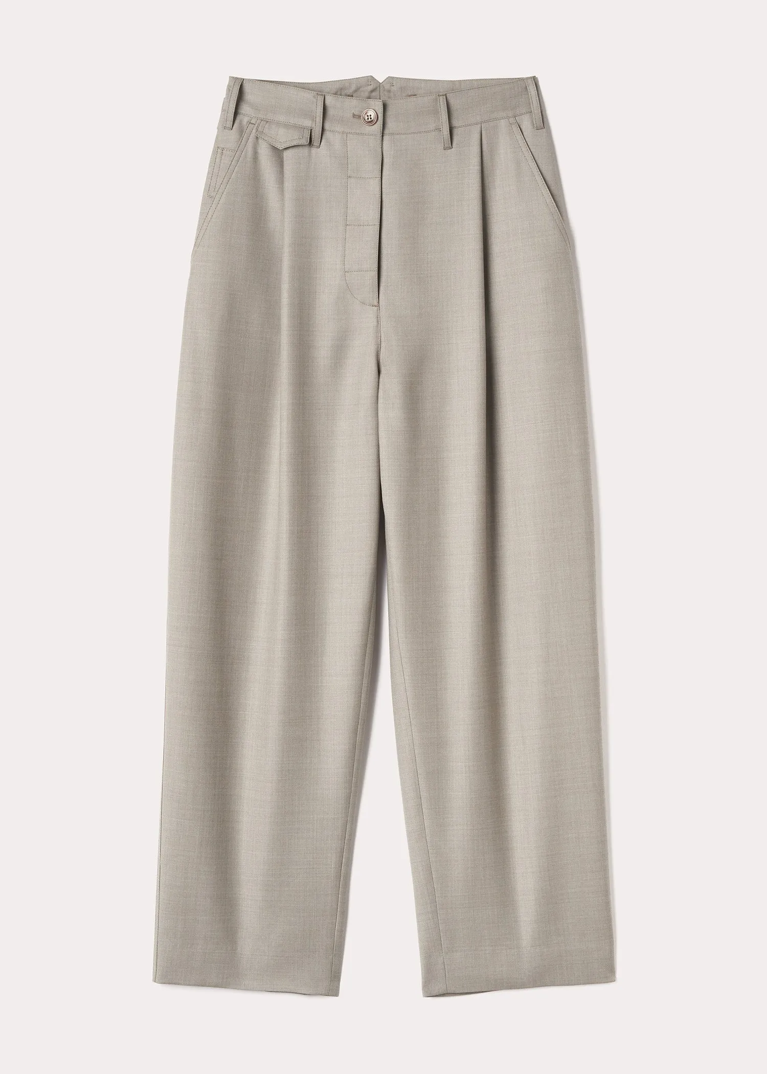 Fluid wool button trousers light hay mélange sold by Toteme product image thumbnail 4