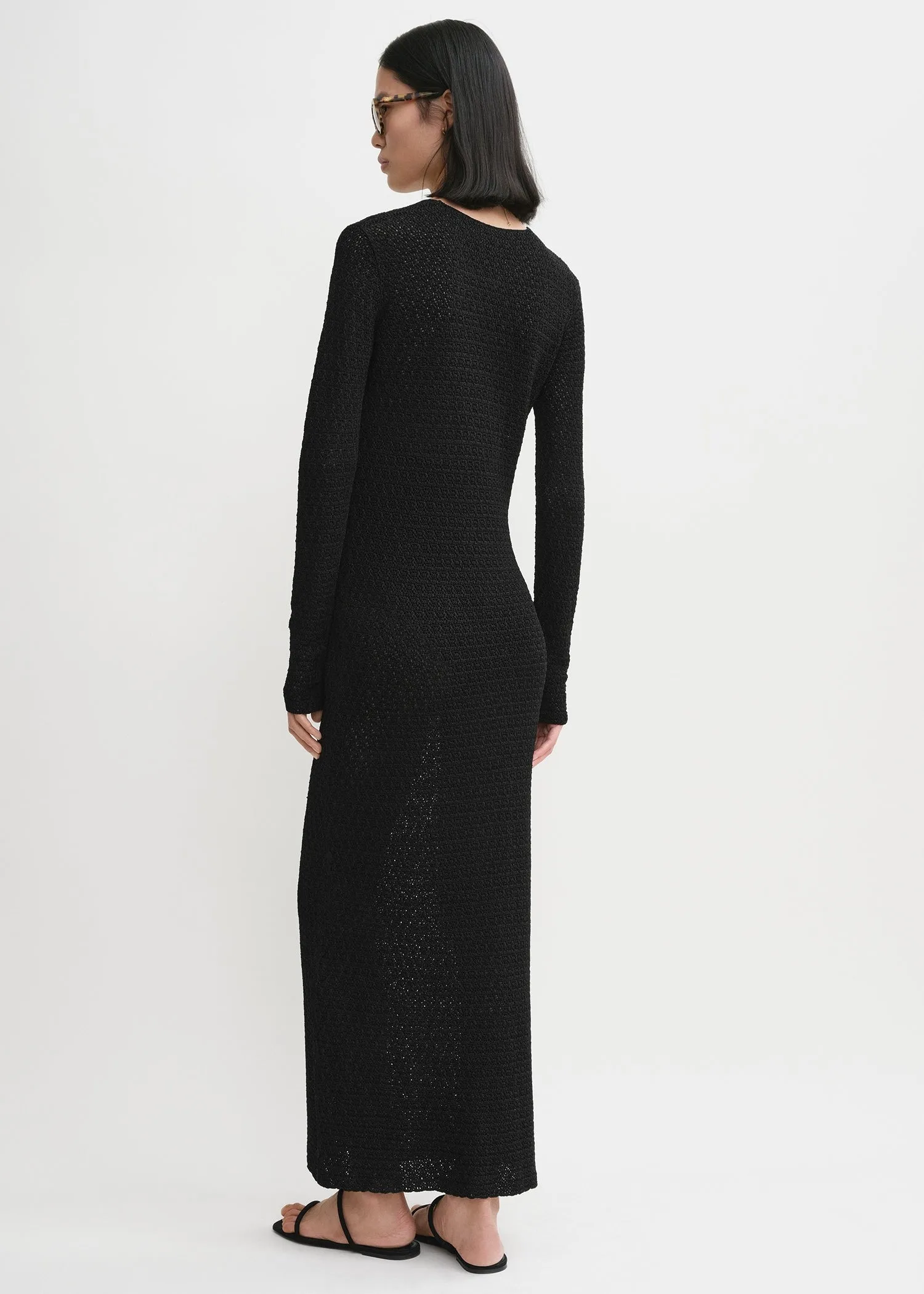Long-sleeve crochet dress black sold by Toteme product image thumbnail 3