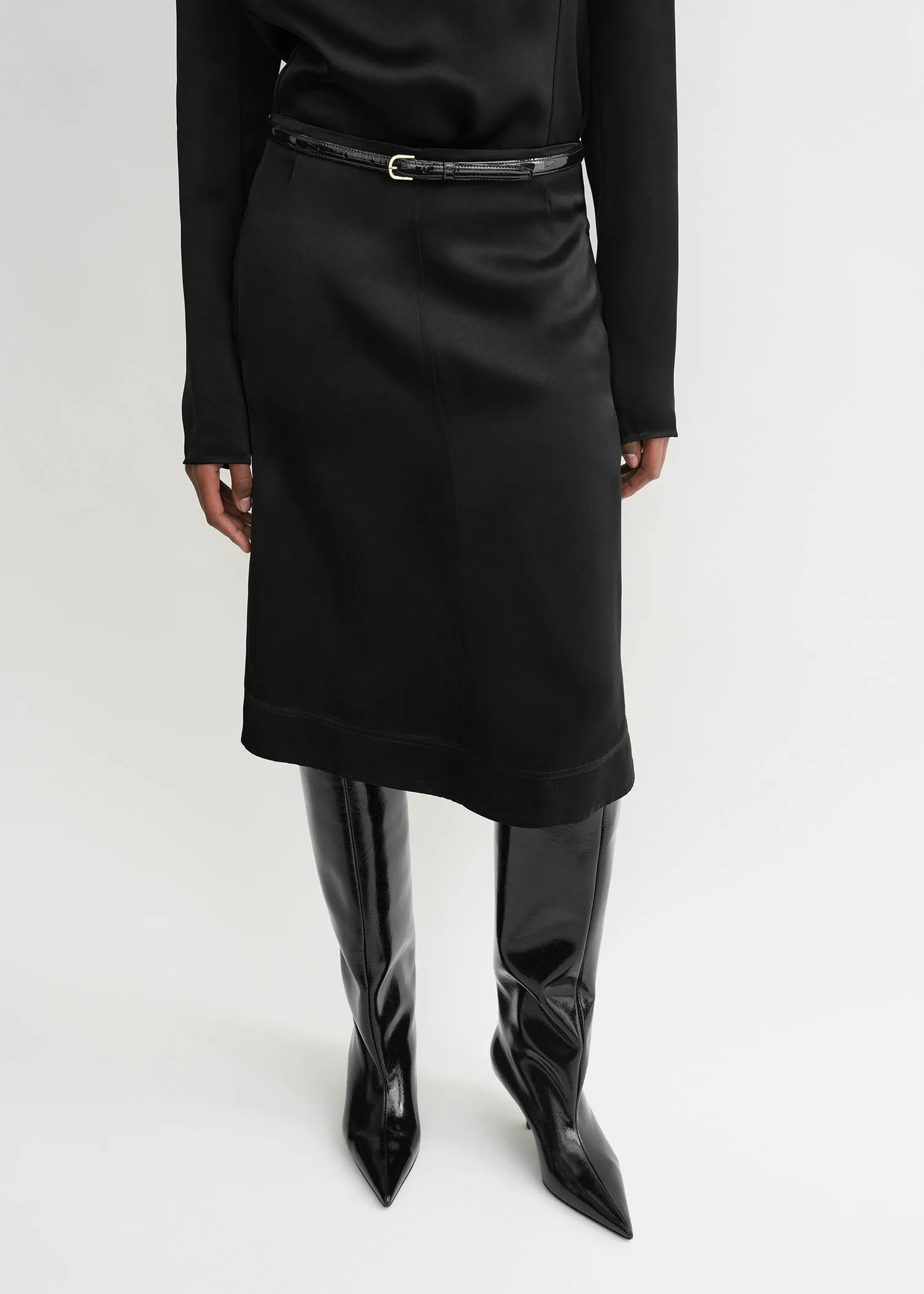Paneled satin skirt black sold by Toteme product image thumbnail 5