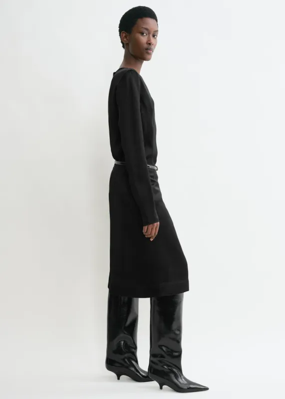 Paneled satin skirt black made by Toteme