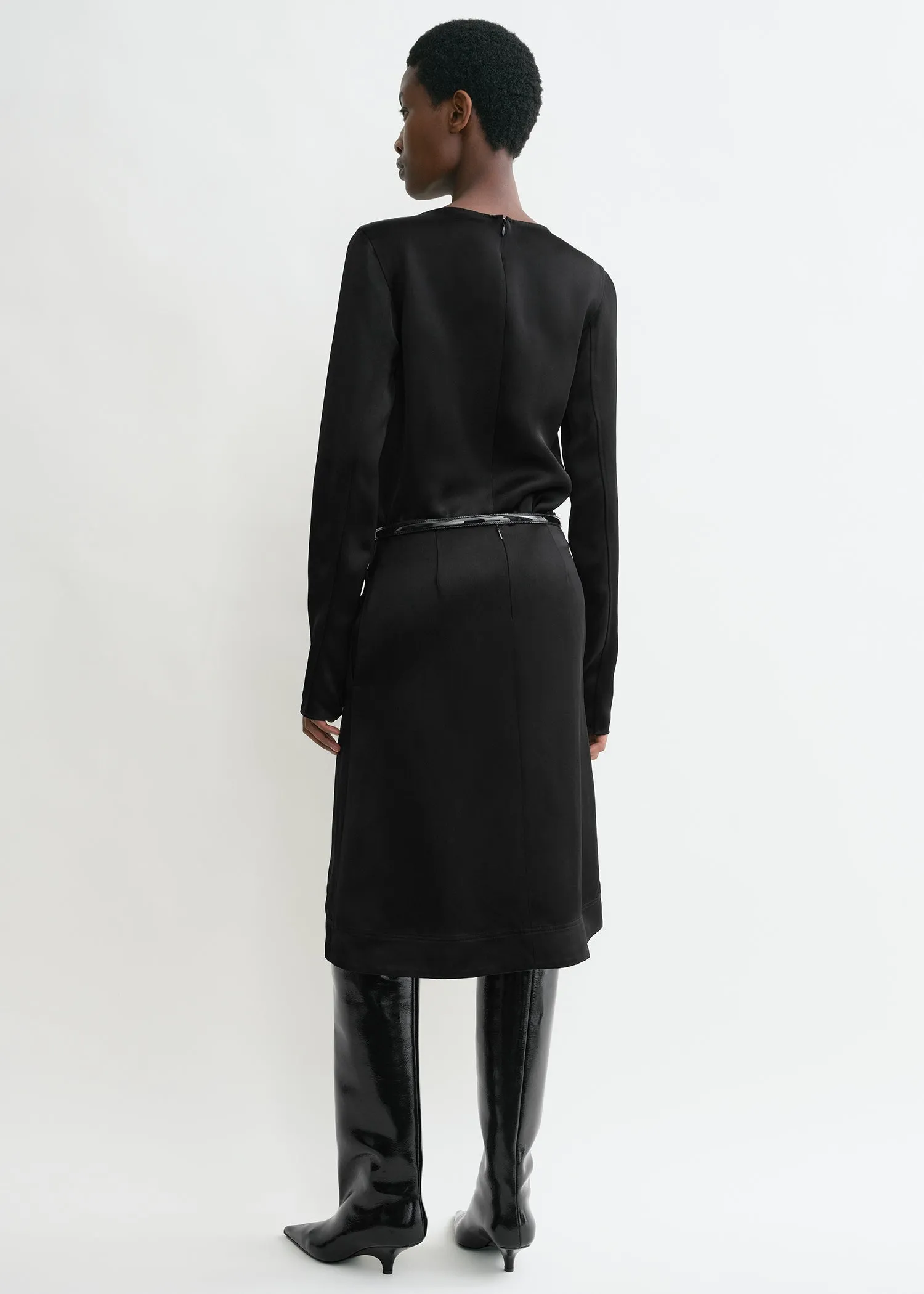 Paneled satin skirt black sold by Toteme product image thumbnail 3