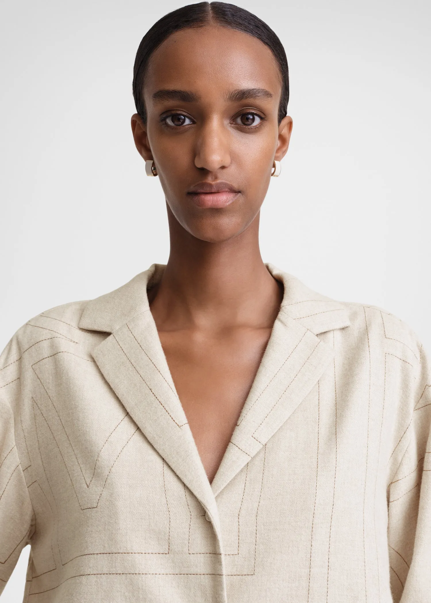 Monogram flannel pj top light beige melange sold by Toteme product image thumbnail 4