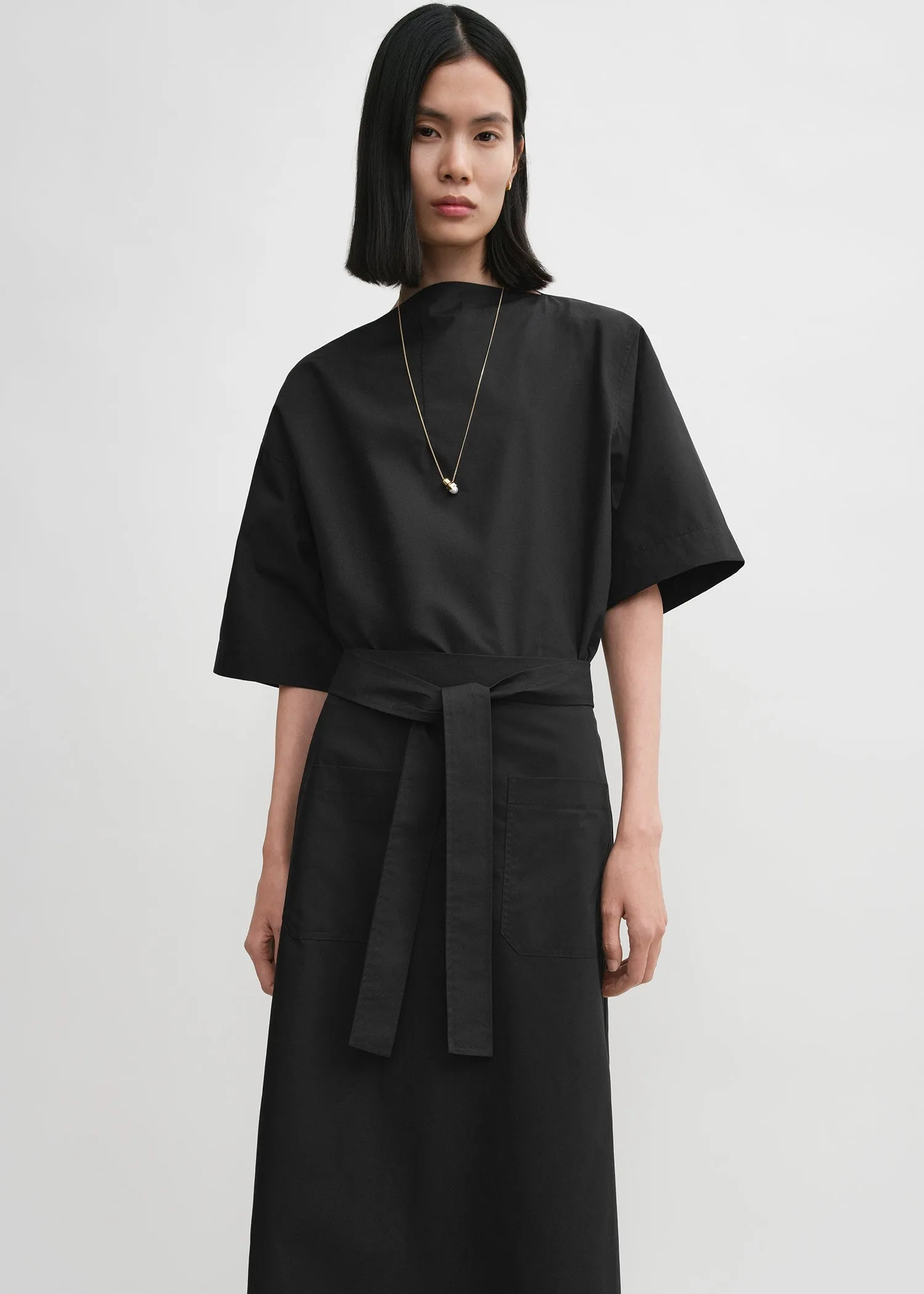 Tie-waist cotton skirt black sold by Toteme product image thumbnail 4