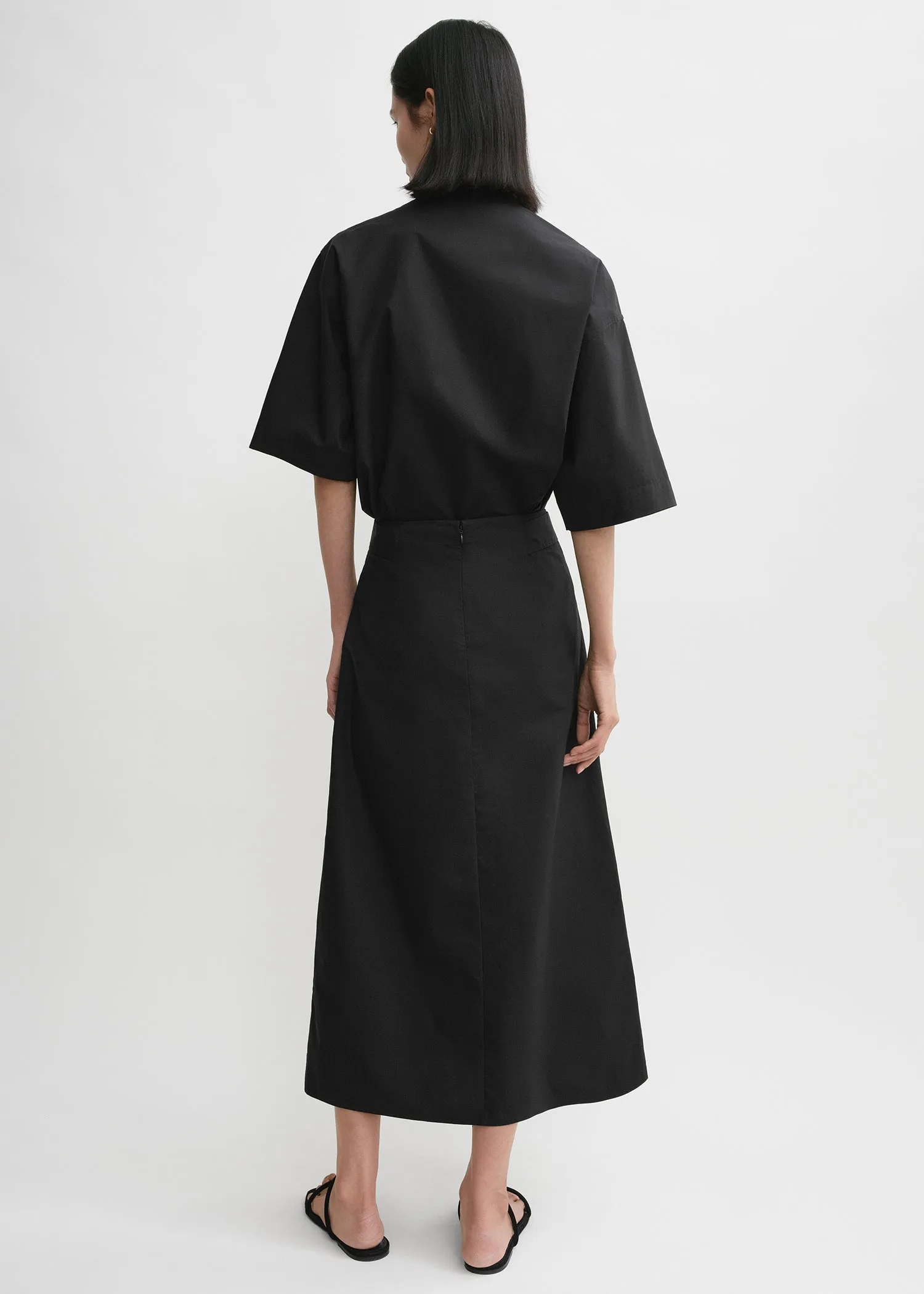 Tie-waist cotton skirt black sold by Toteme product image thumbnail 3