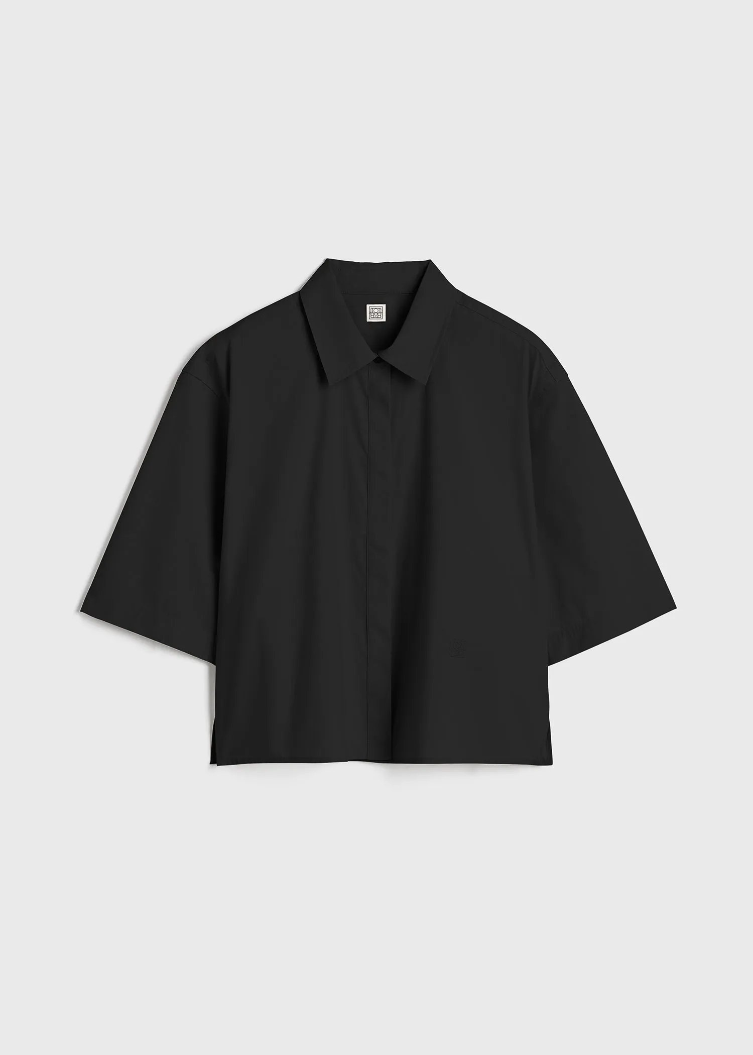 Cropped cotton-poplin shirt black sold by Toteme product image thumbnail 5