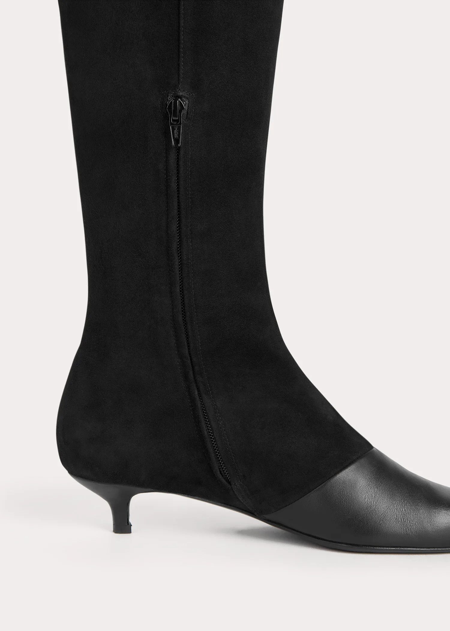 Slim leather-suede knee-high boots black sold by Toteme product image thumbnail 4