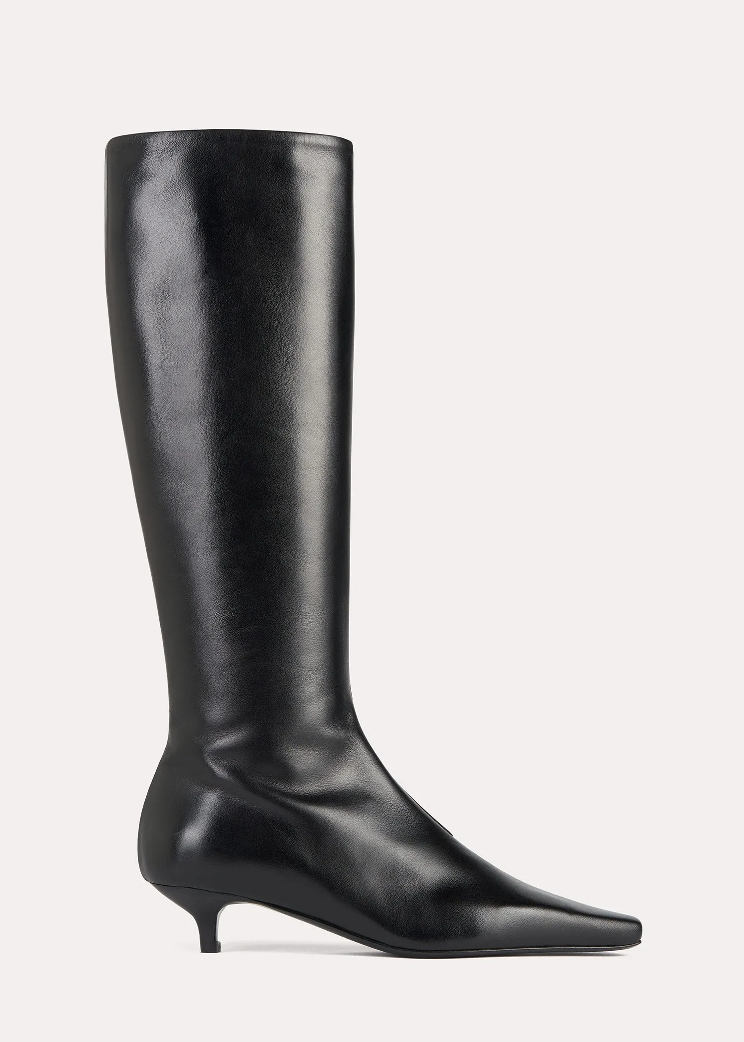Slim leather-suede knee-high boots black sold by Toteme