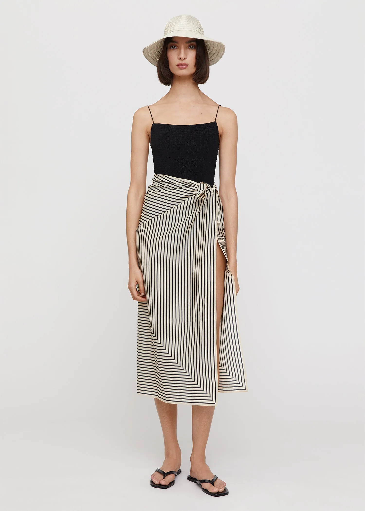 Signature monogram cotton blanket scarf creme sold by Toteme