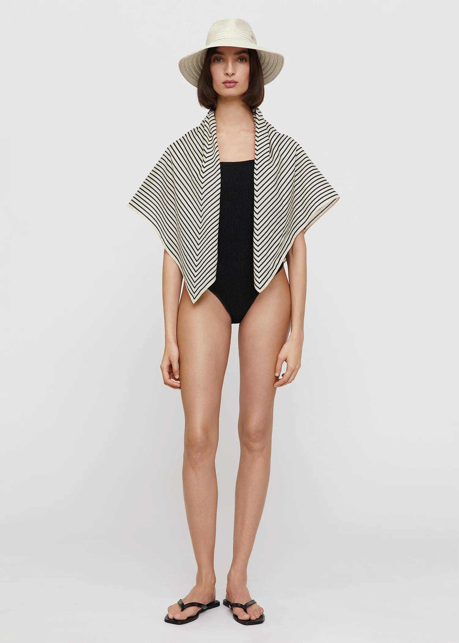 Signature monogram cotton blanket scarf creme sold by Toteme product image thumbnail 4