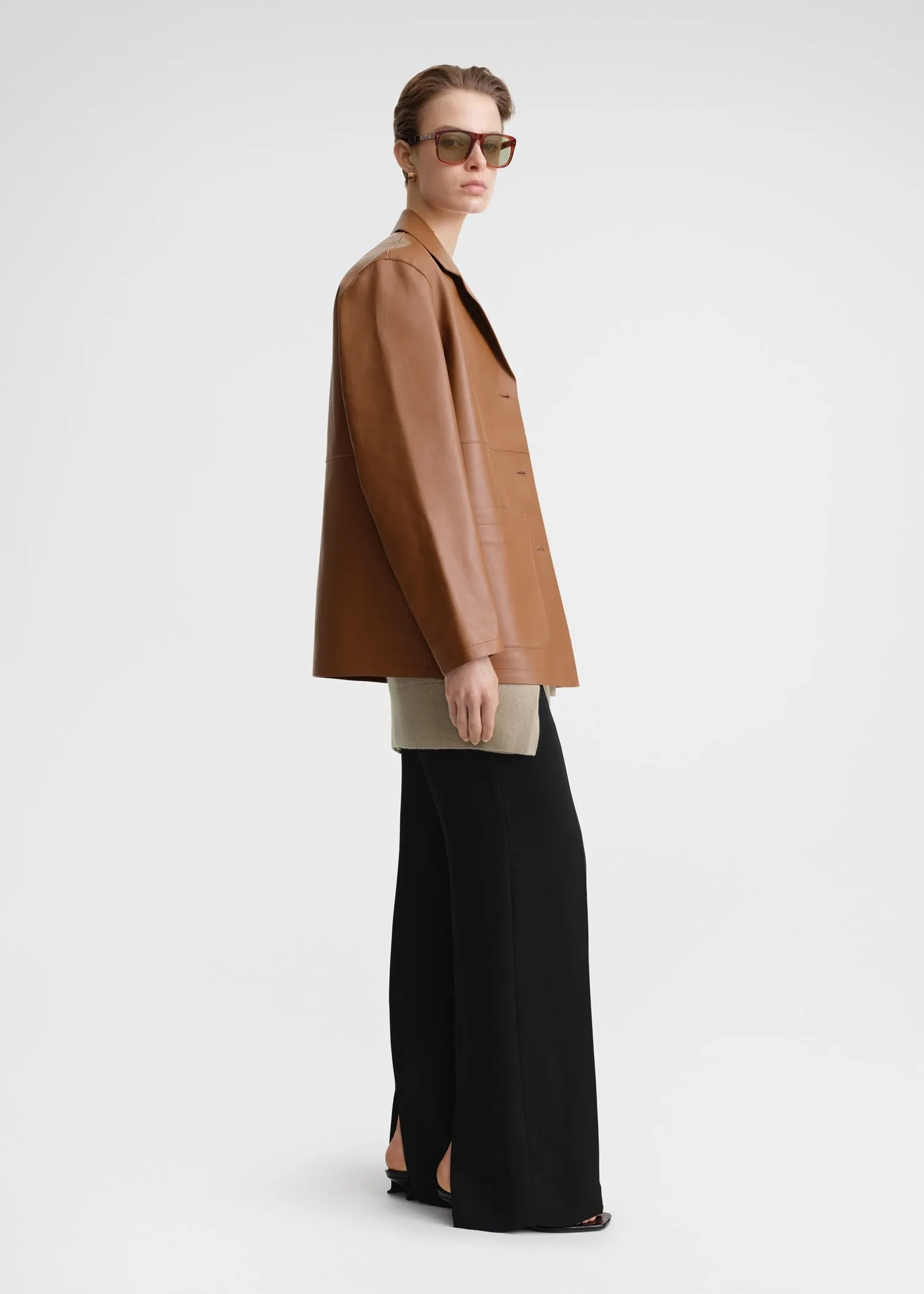Clean leather jacket tan sold by Toteme product image thumbnail 2