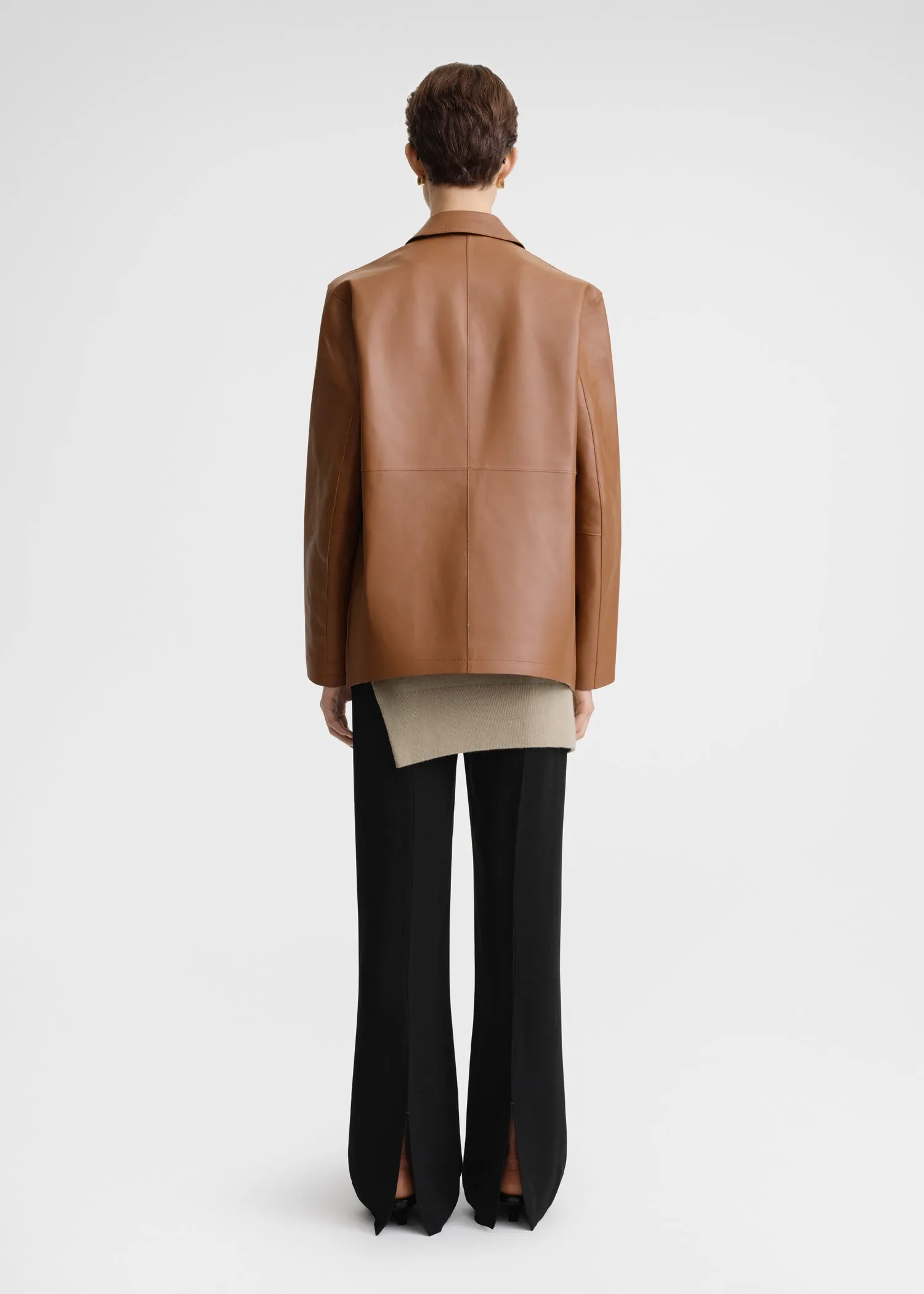 Clean leather jacket tan sold by Toteme product image thumbnail 3
