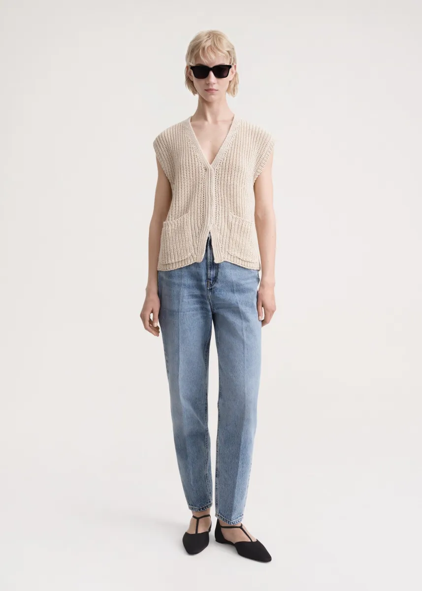 Linen cotton vest ecru | Parallel