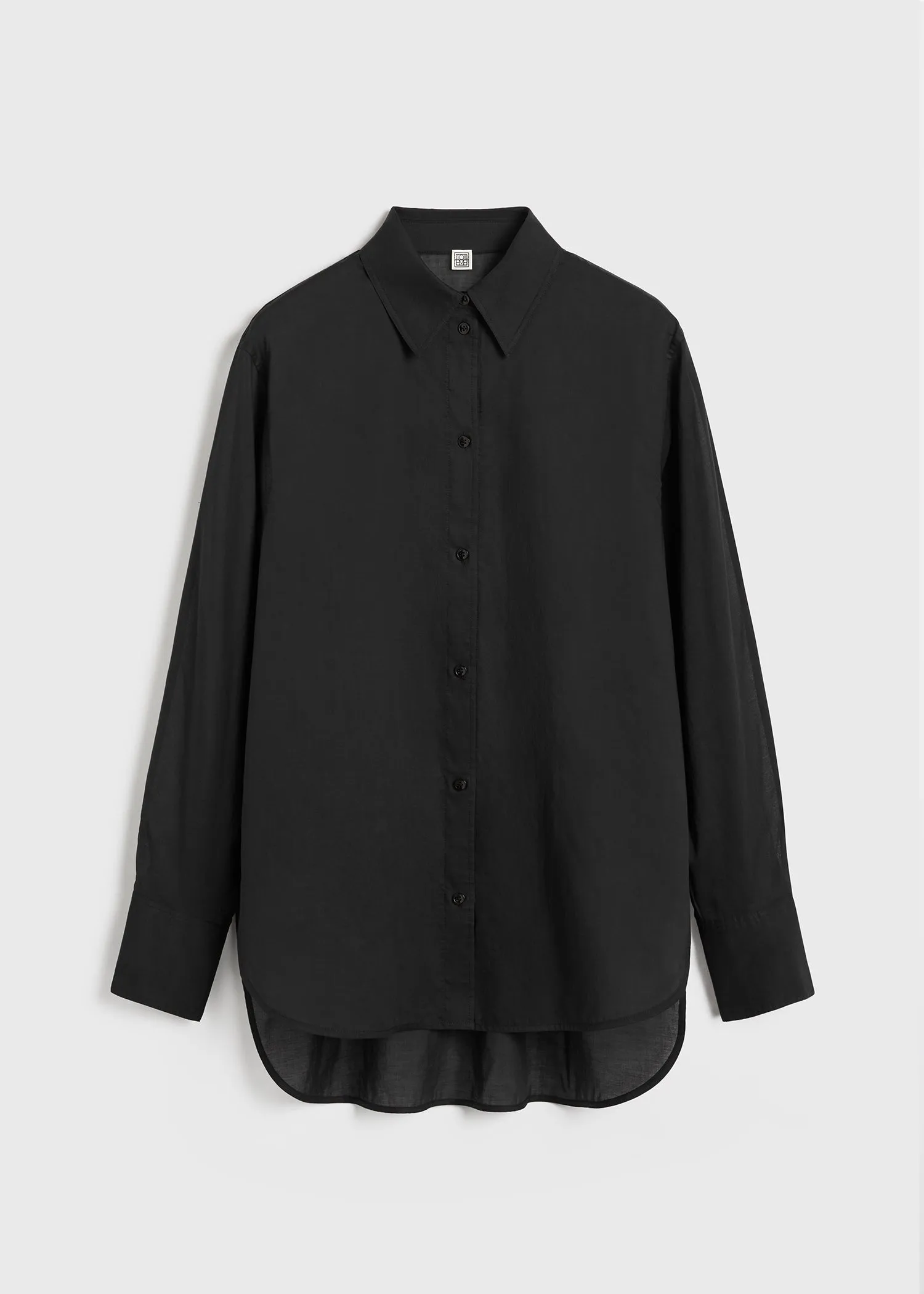 Kimono-sleeve cotton shirt black sold by Toteme product image thumbnail 5