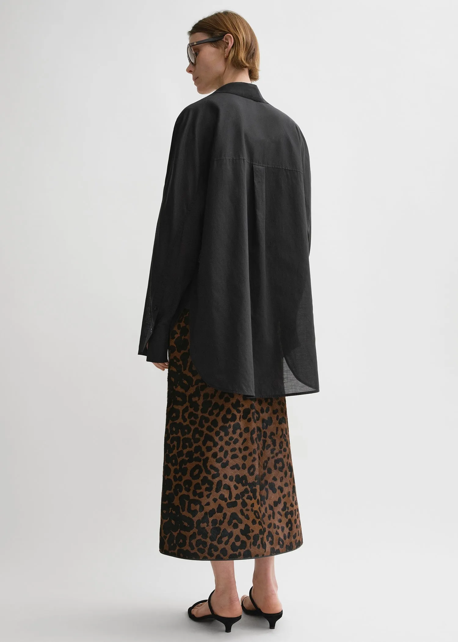 Kimono-sleeve cotton shirt black sold by Toteme product image thumbnail 3