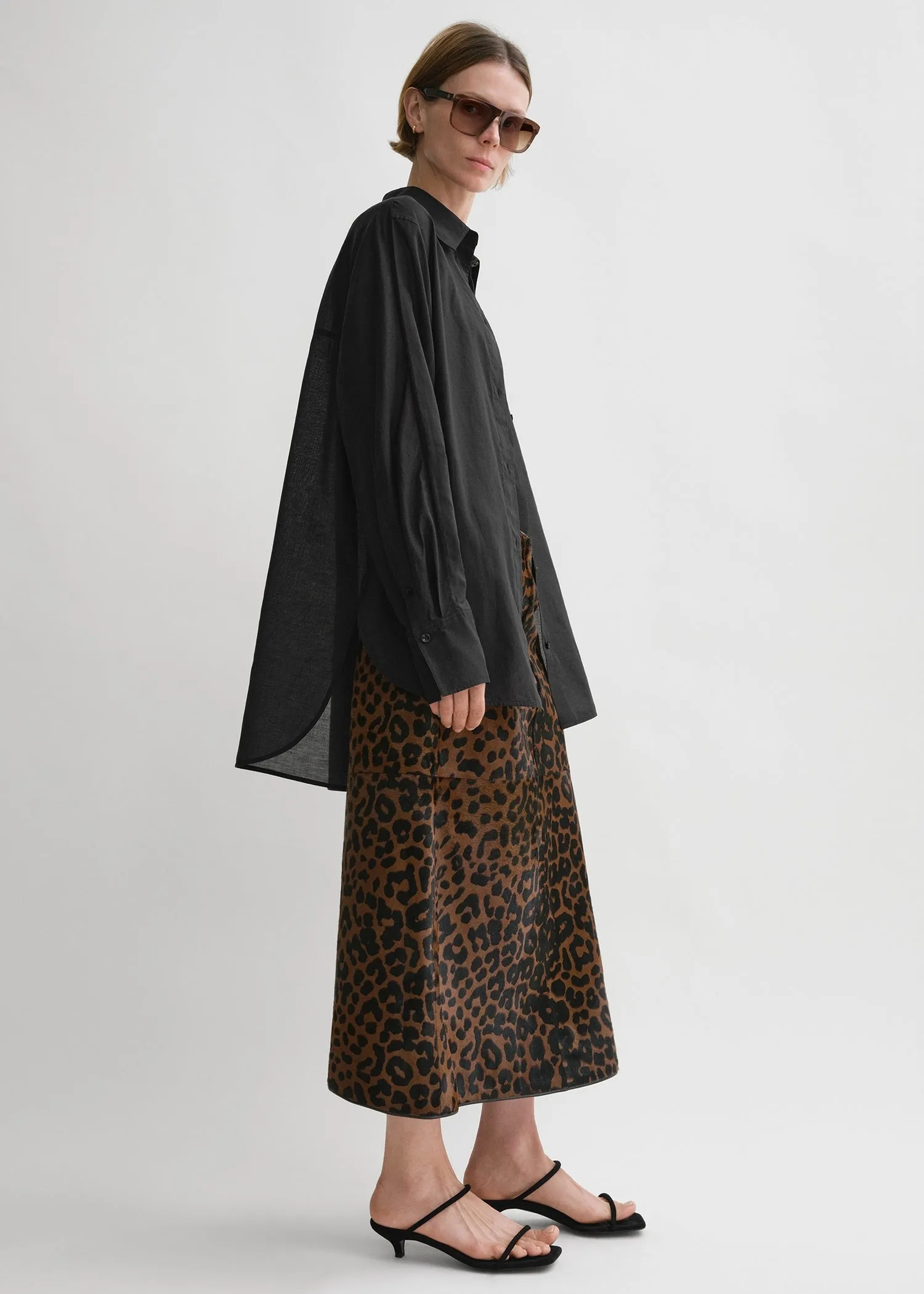 Kimono-sleeve cotton shirt black sold by Toteme product image thumbnail 2