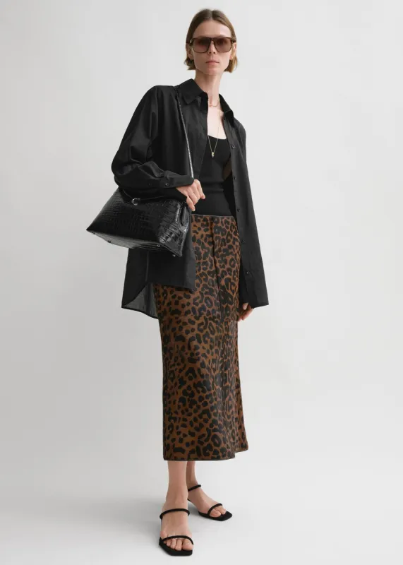 Kimono-sleeve cotton shirt black sold by Toteme