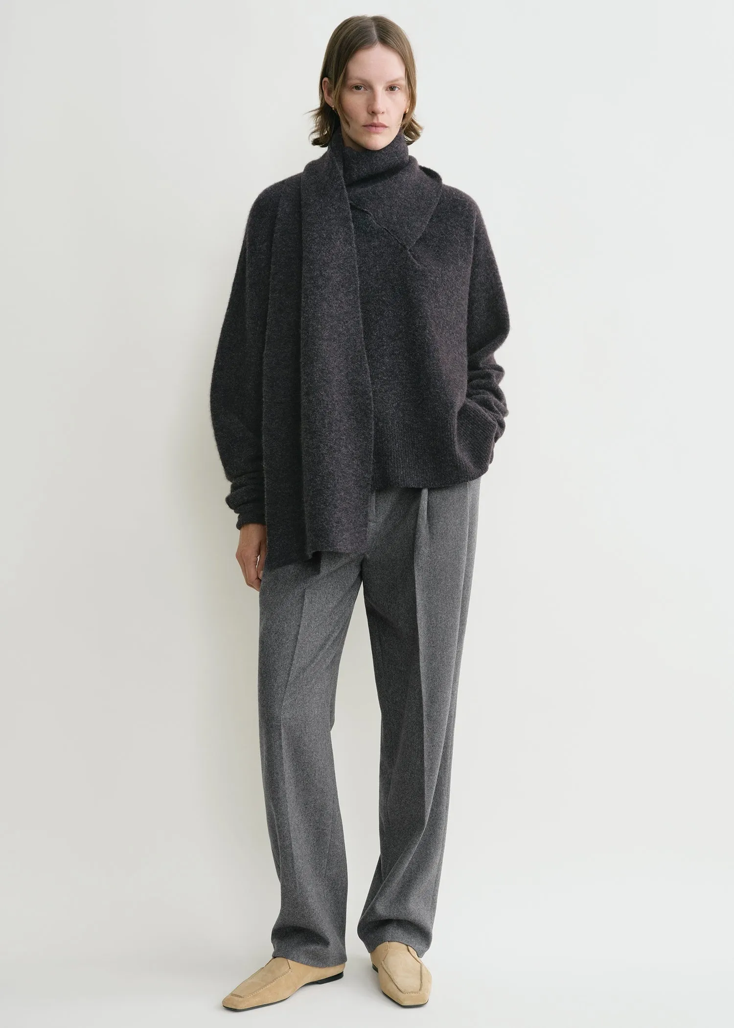 Draped-scarf knit granite sold by Toteme