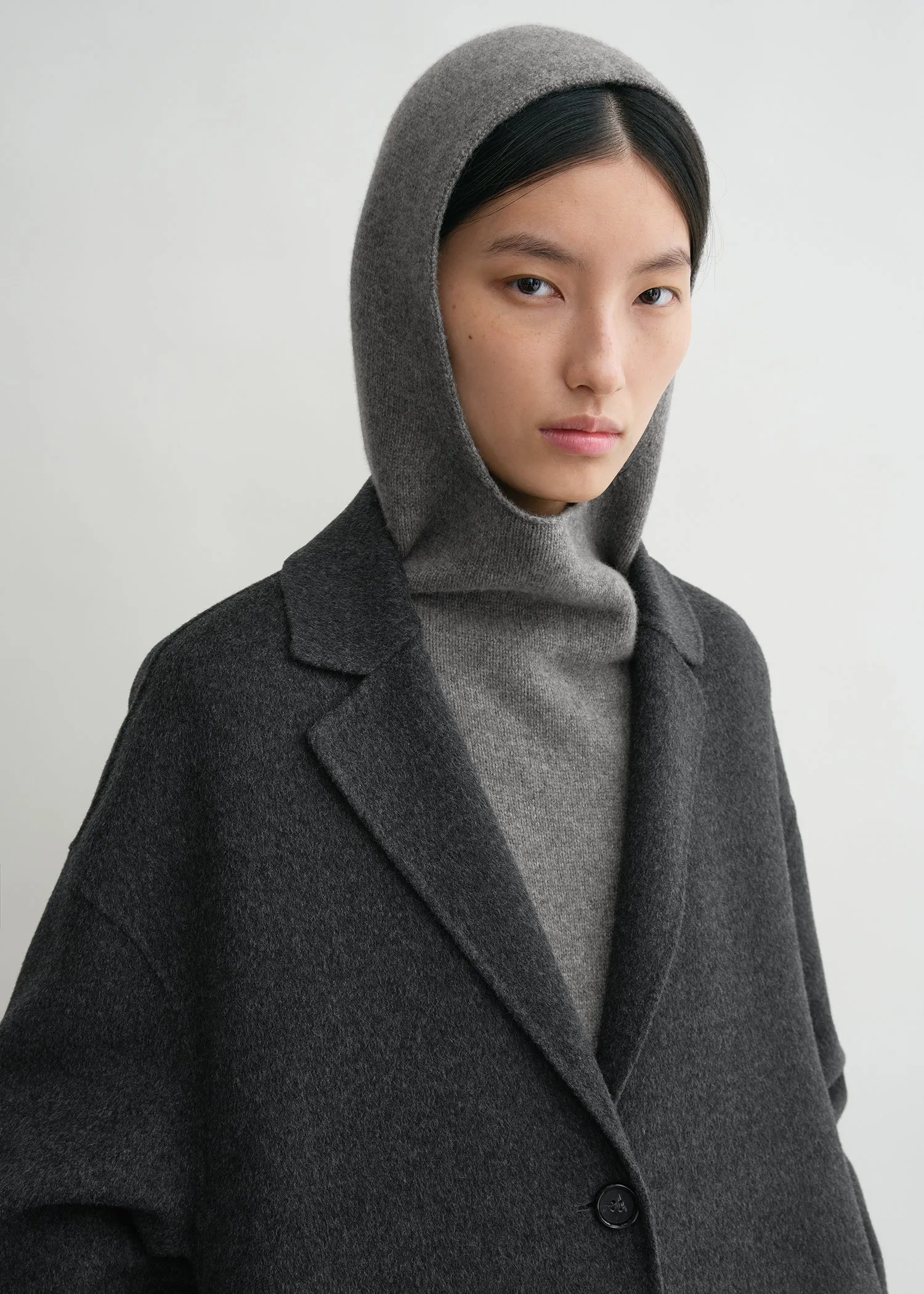 Wool cashmere hoodie bib grey melange sold by Toteme product image thumbnail 2