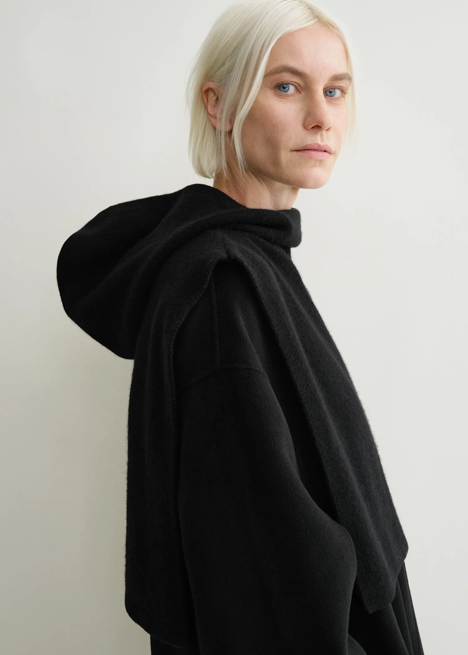Wool cashmere hoodie bib black sold by Toteme product image thumbnail 3