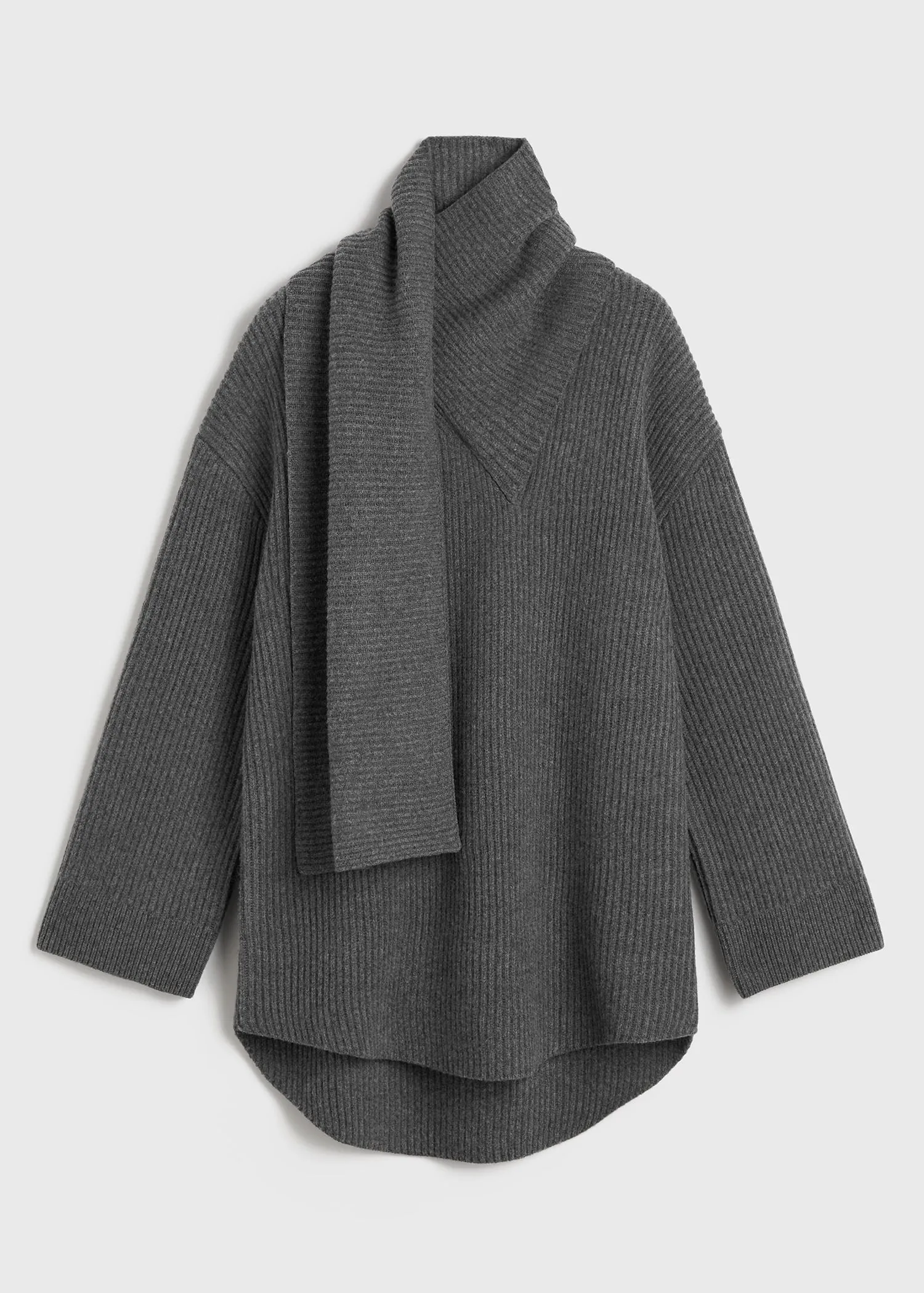 Long scarf knit dark grey melange sold by Toteme product image thumbnail 5