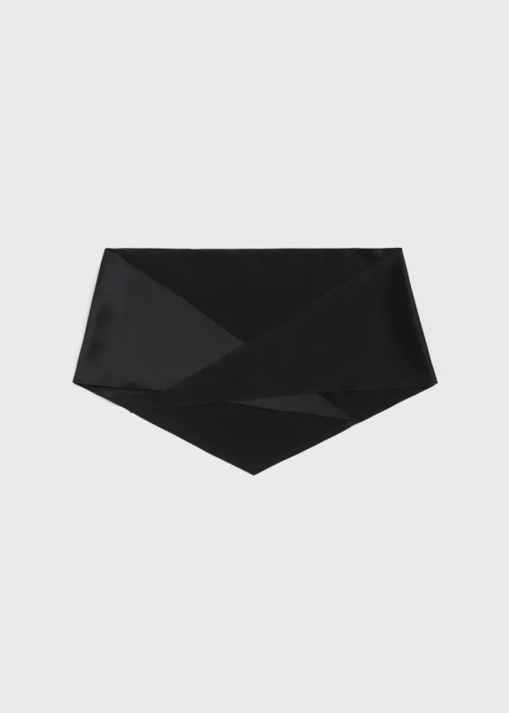 Satin triangle scarf black sold by Toteme