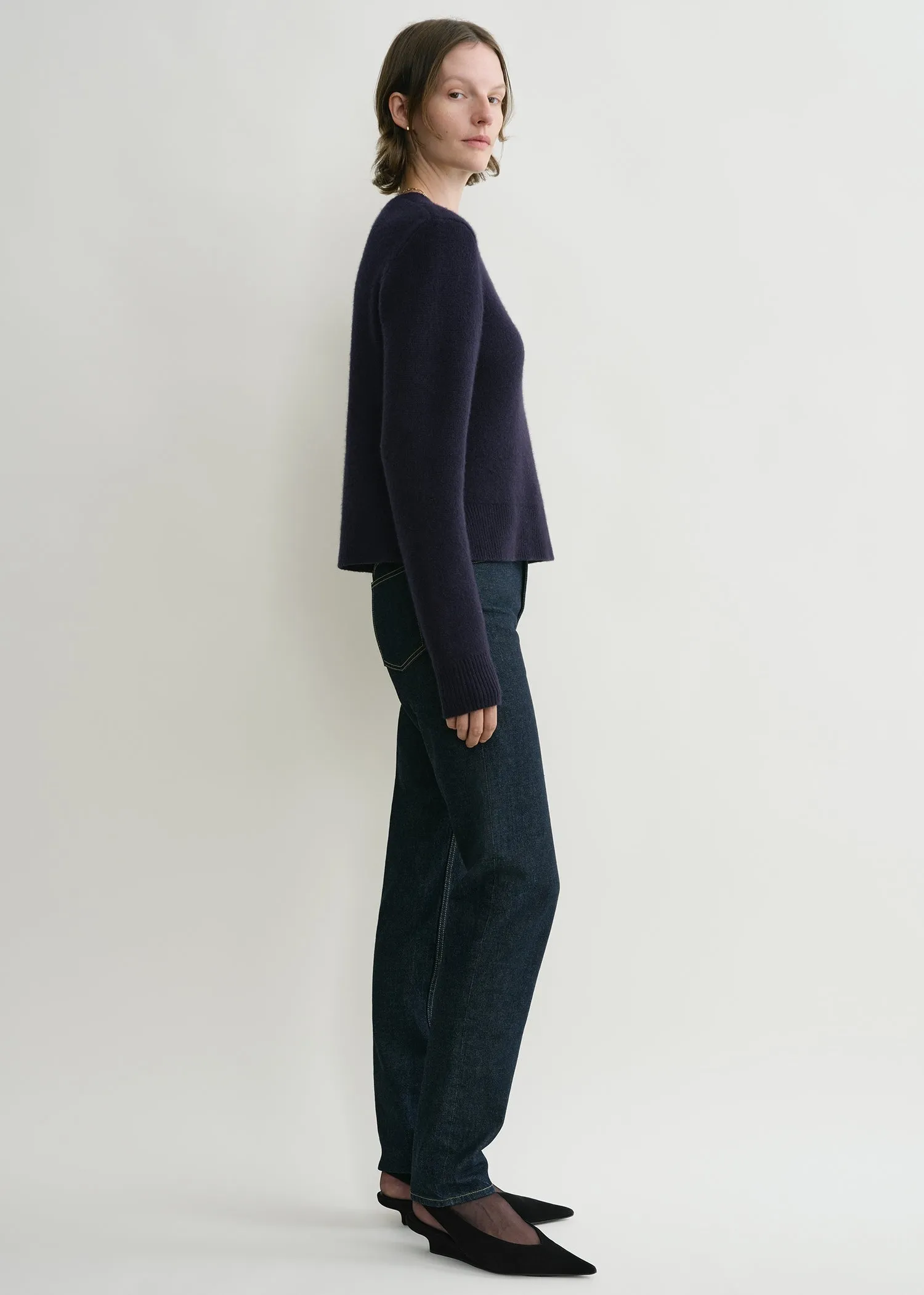 Cropped crew-neck knit navy sold by Toteme product image thumbnail 2