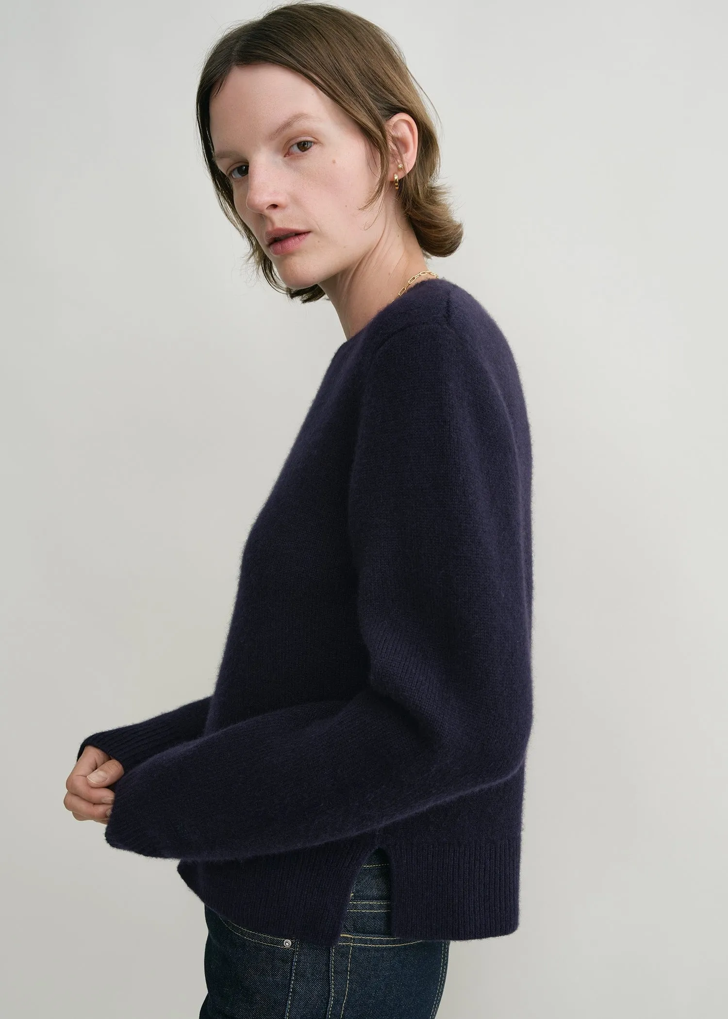 Cropped crew-neck knit navy sold by Toteme product image thumbnail 4