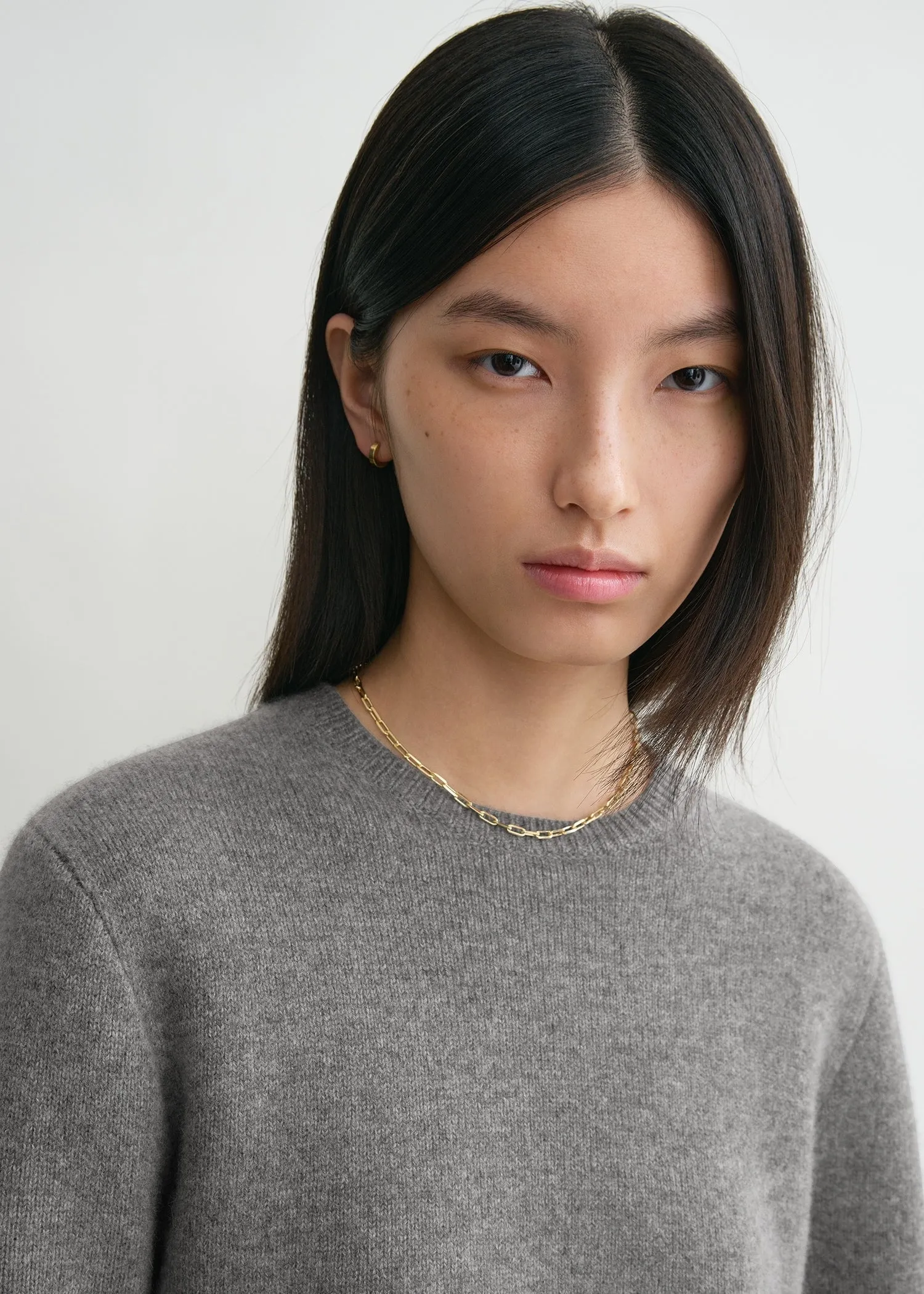 Cropped crew-neck knit grey melange sold by Toteme product image thumbnail 5