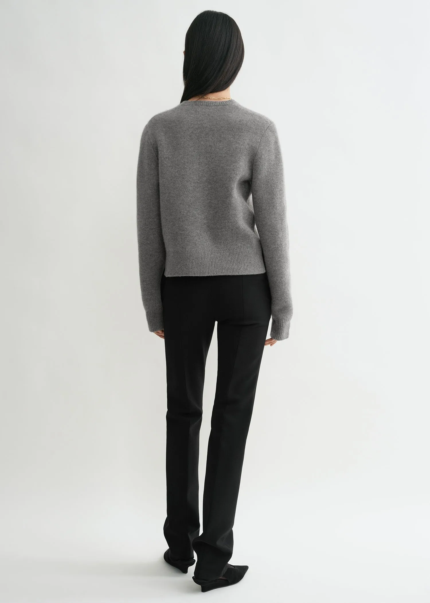 Cropped crew-neck knit grey melange sold by Toteme product image thumbnail 3
