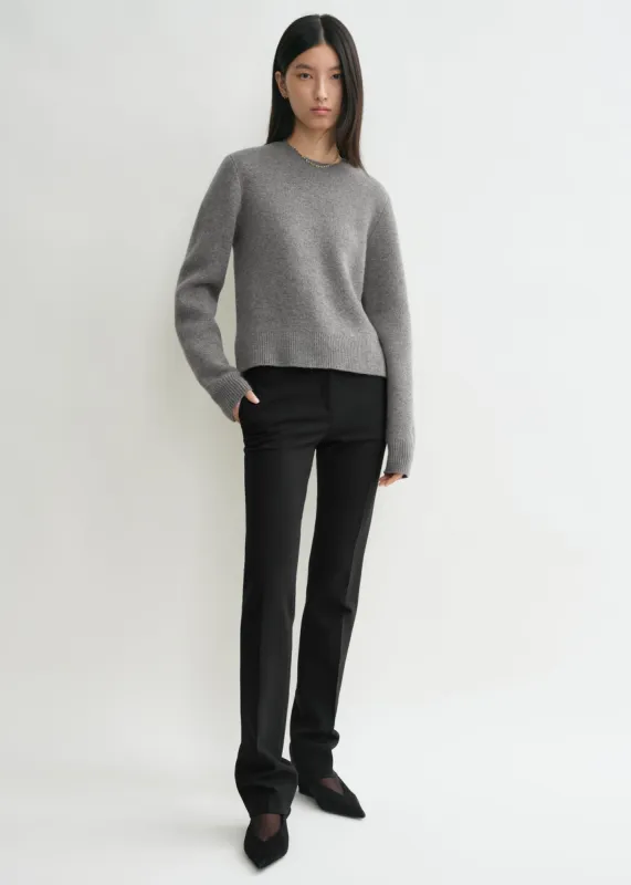 Cropped crew-neck knit grey melange sold by Toteme