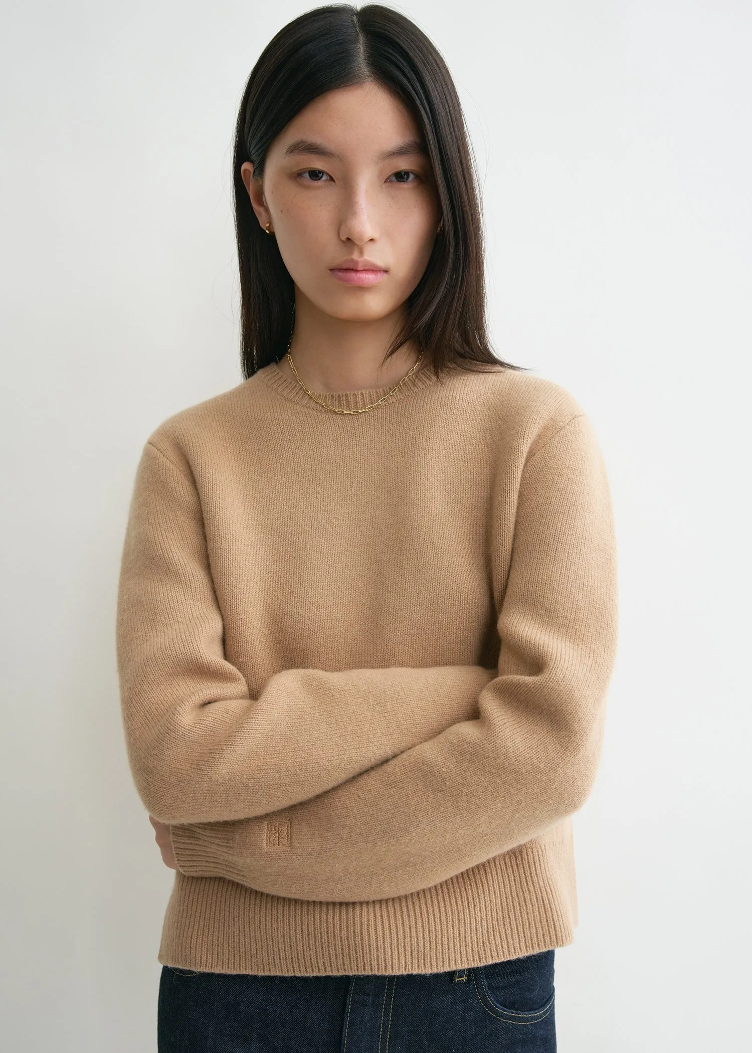 Cropped crew-neck knit camel sold by Toteme product image thumbnail 4