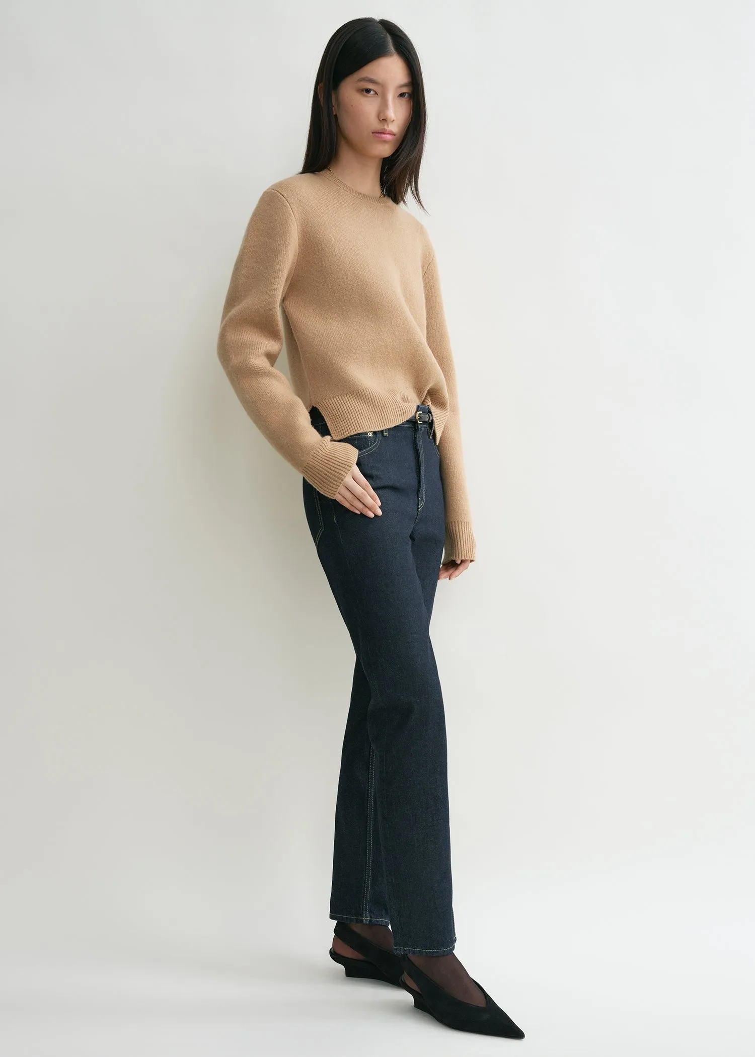 Cropped crew-neck knit camel sold by Toteme product image thumbnail 2