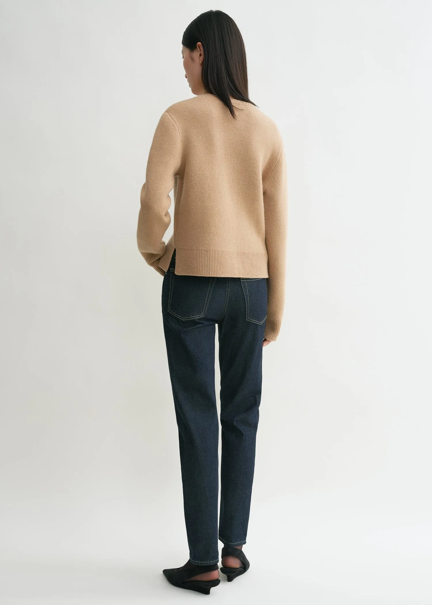 Cropped crew-neck knit camel sold by Toteme product image thumbnail 3