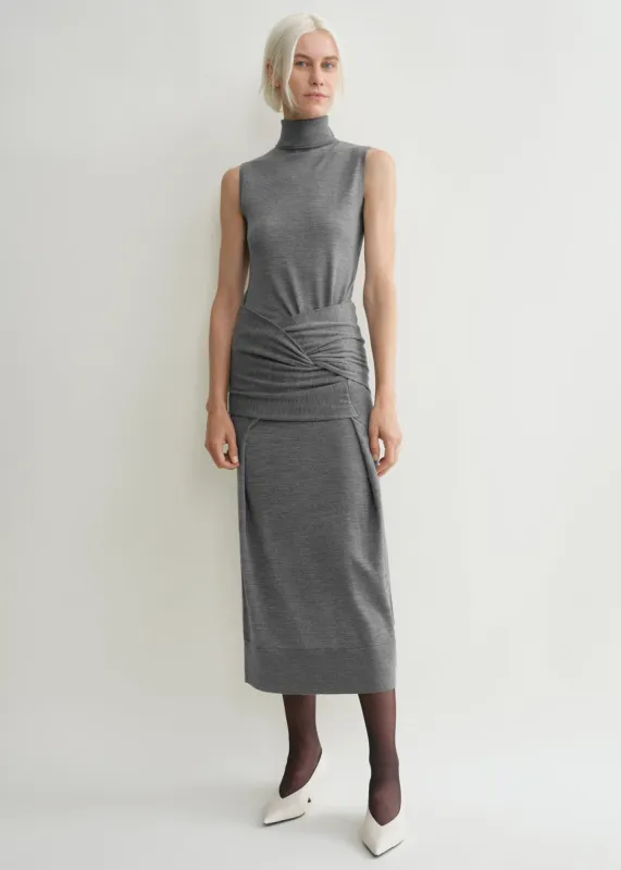 Draped knit dress grey melange made by Toteme