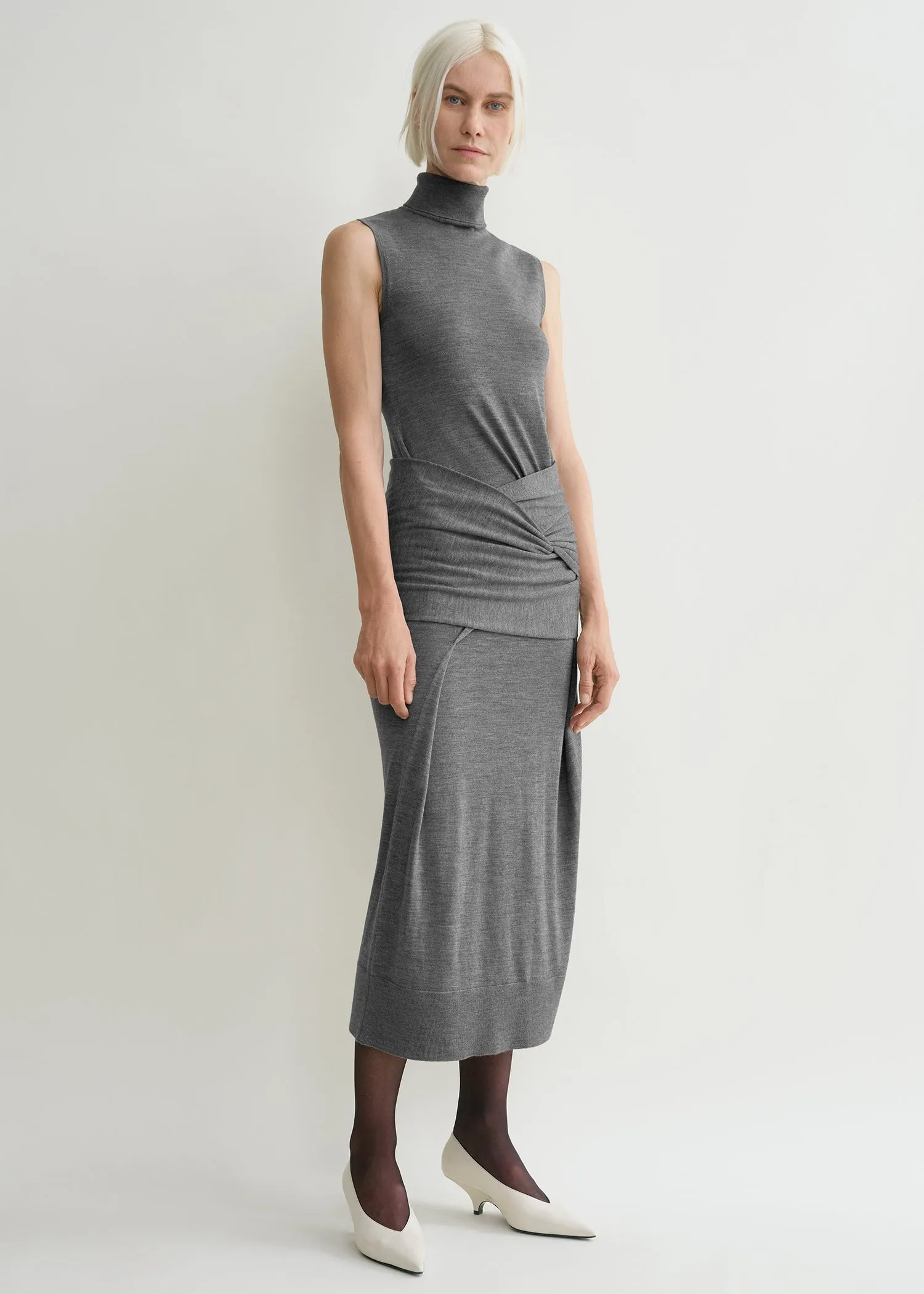 Draped knit dress grey melange sold by Toteme product image thumbnail 2