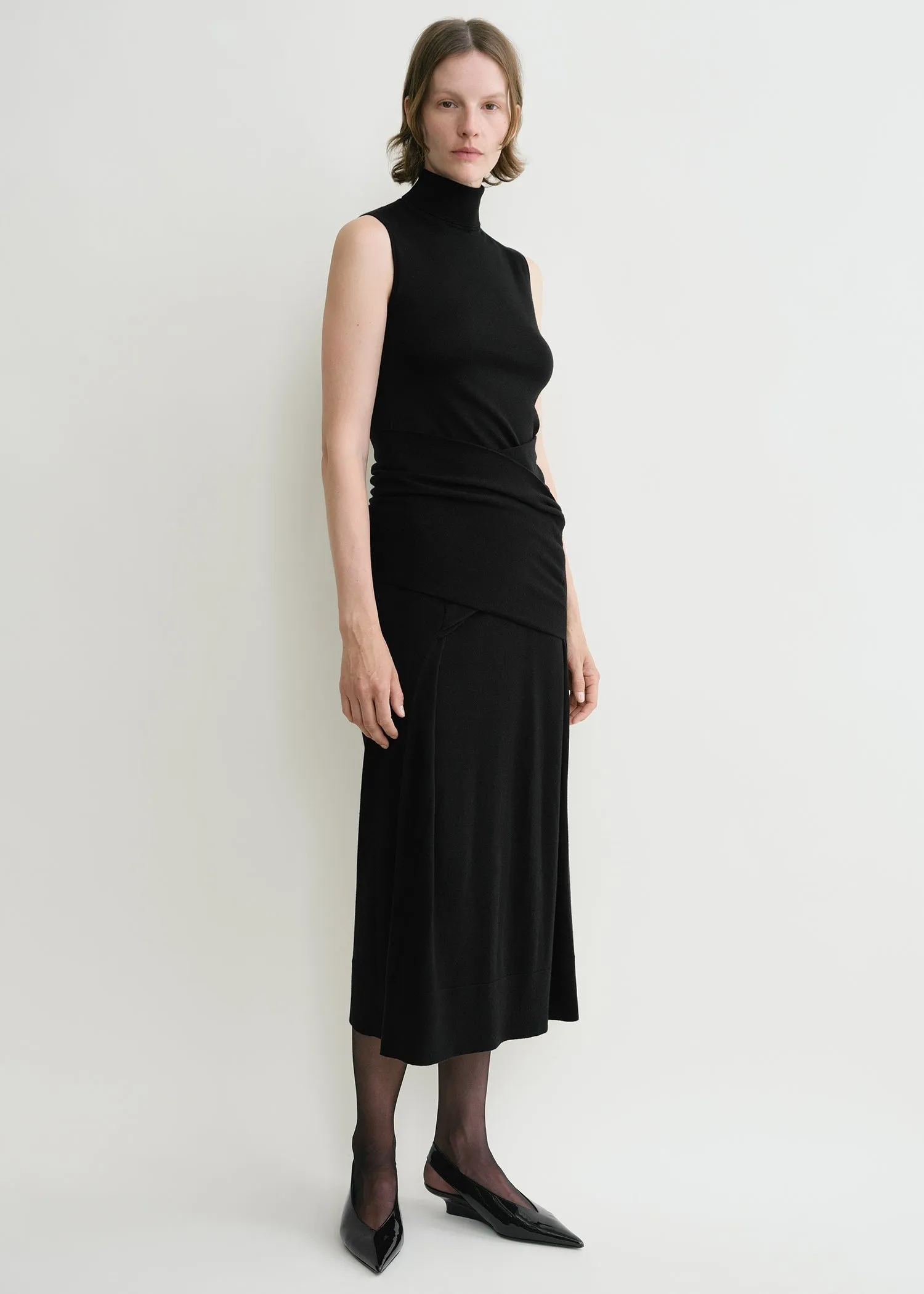 Draped knit dress black sold by Toteme product image thumbnail 2