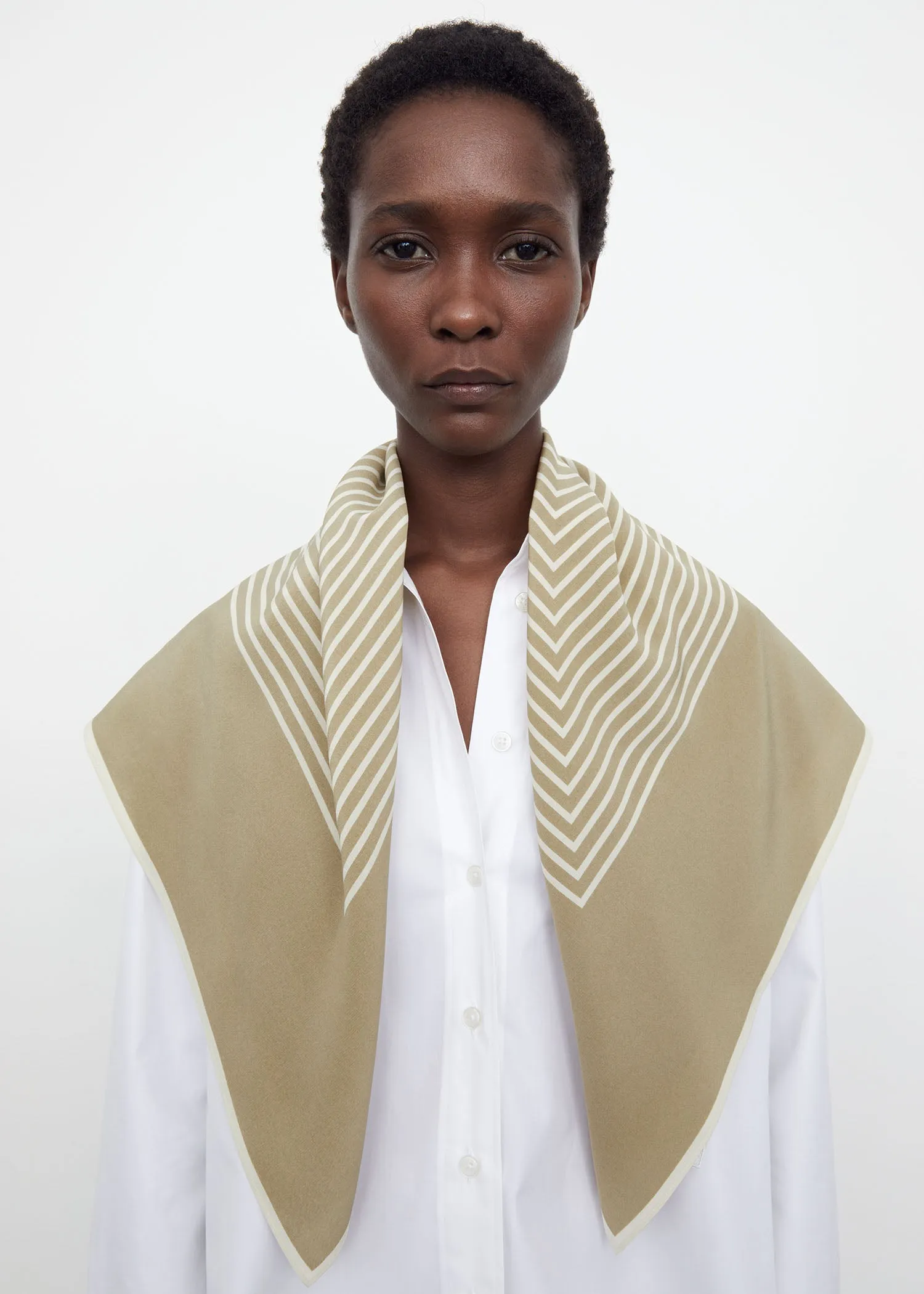 Centered monogram silk scarf peanut butter | Parallel