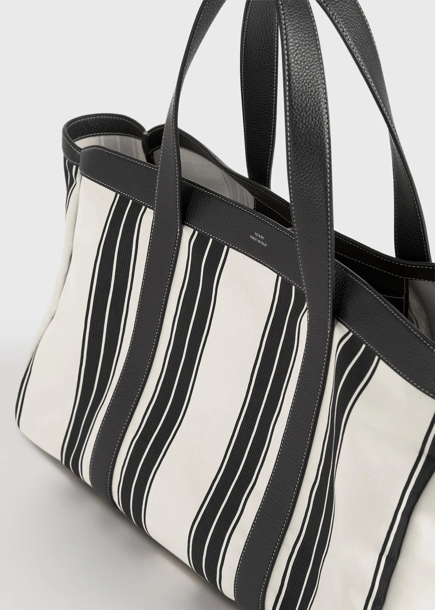 Striped canvas tote white/black sold by Toteme product image thumbnail 4
