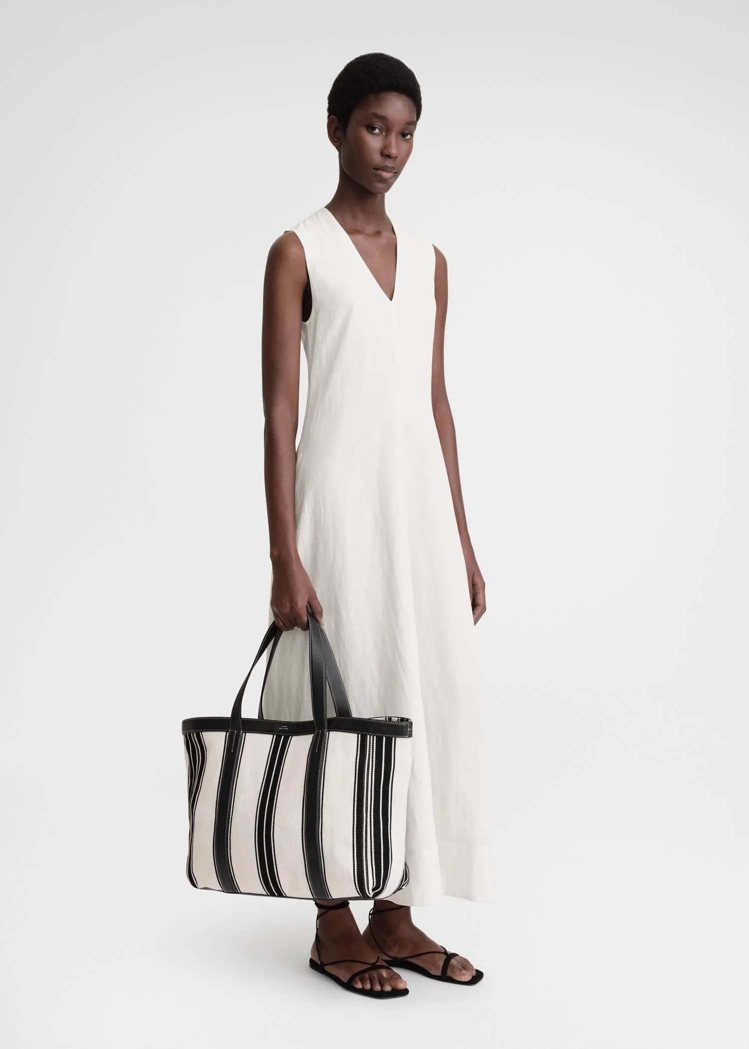 Striped canvas tote white/black sold by Toteme product image thumbnail 2