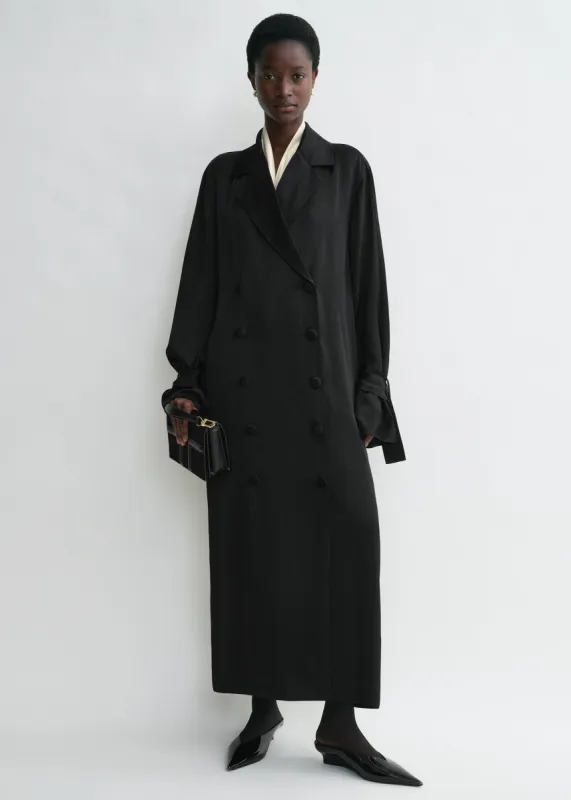 Satin trench dress black made by Toteme