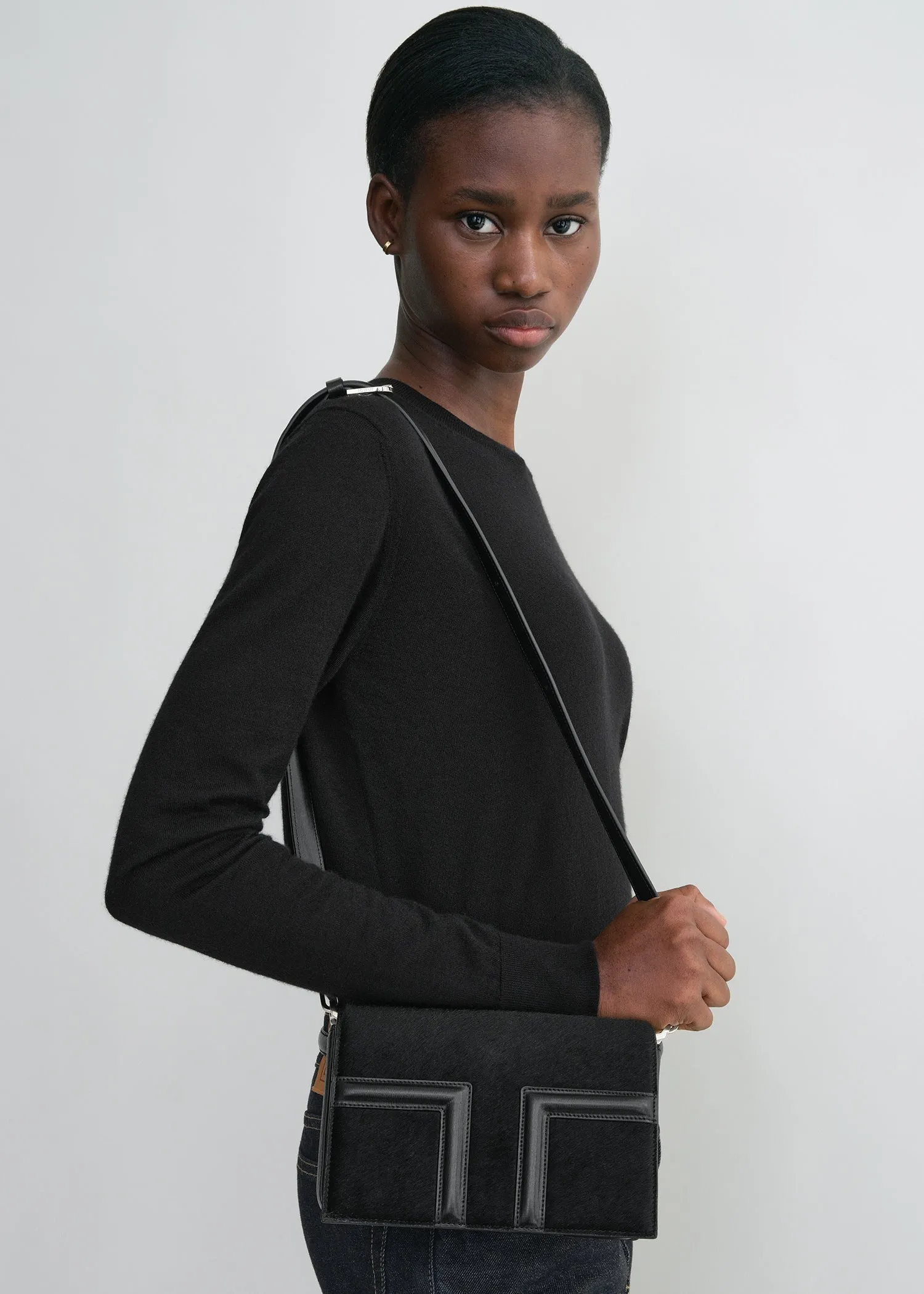 Mini T-Flap pony hair bag black sold by Toteme product image thumbnail 4