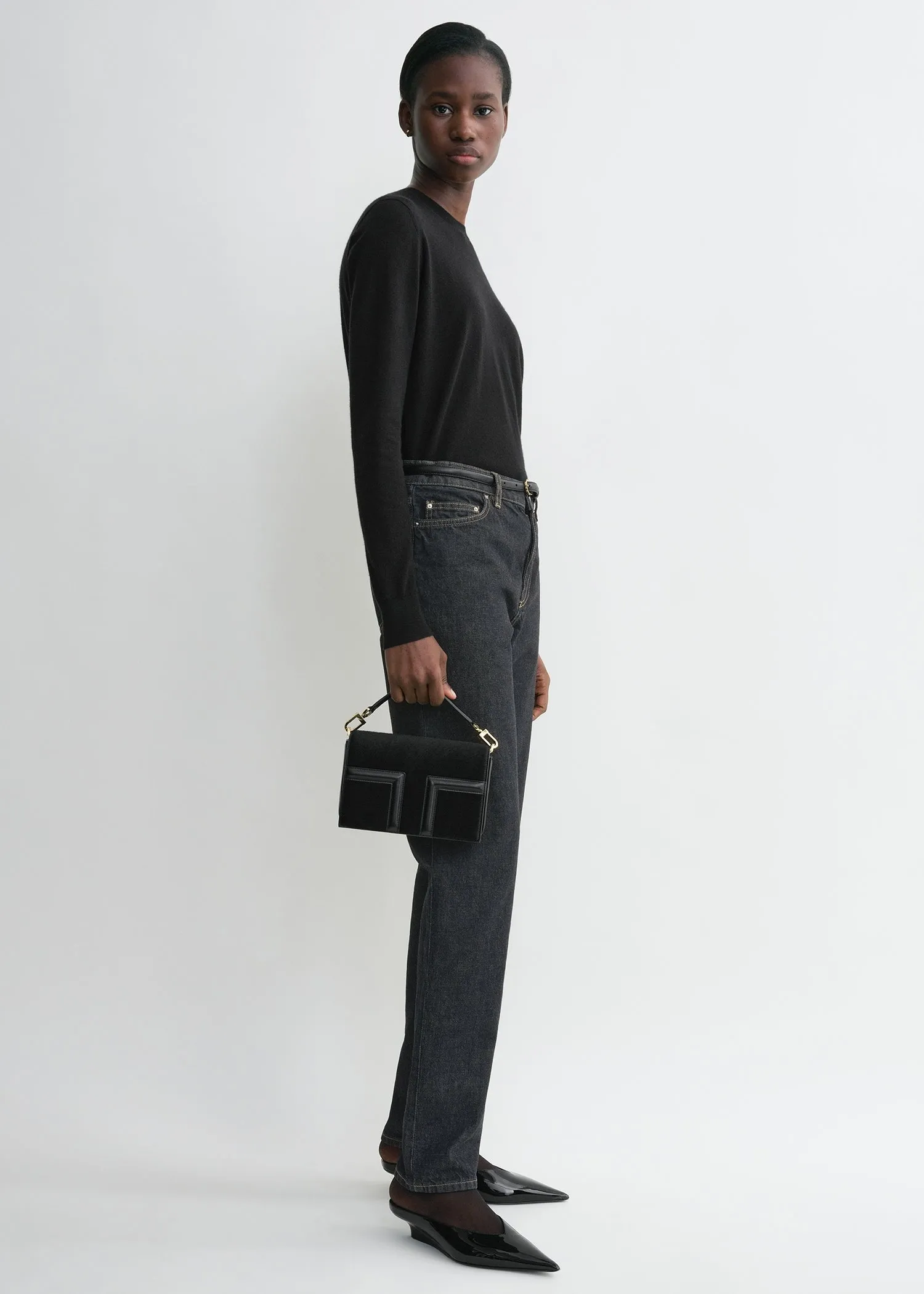 Mini T-Flap pony hair bag black sold by Toteme product image thumbnail 2