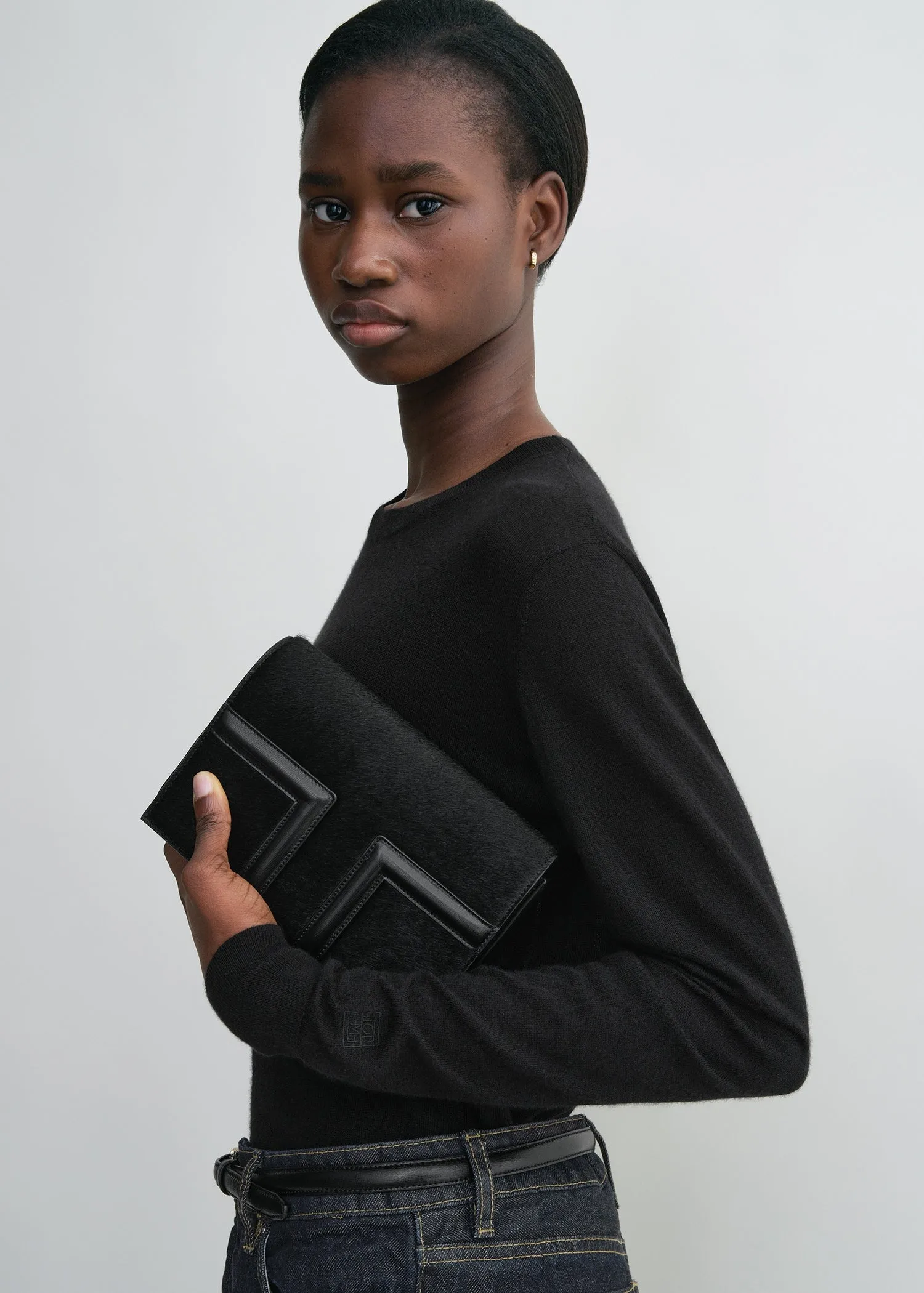 Mini T-Flap pony hair bag black sold by Toteme product image thumbnail 3