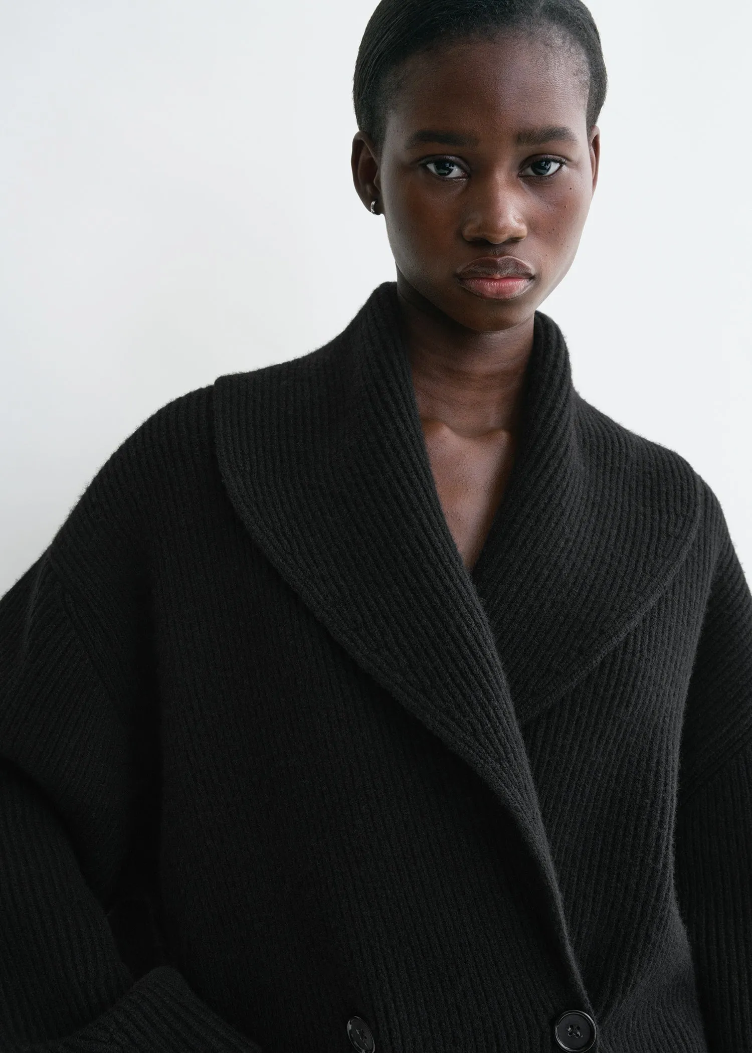 Shawl-lapel cardigan black sold by Toteme product image thumbnail 4