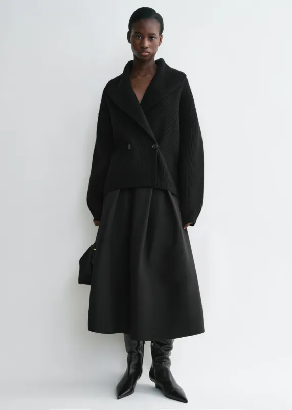 Shawl-lapel cardigan black sold by Toteme